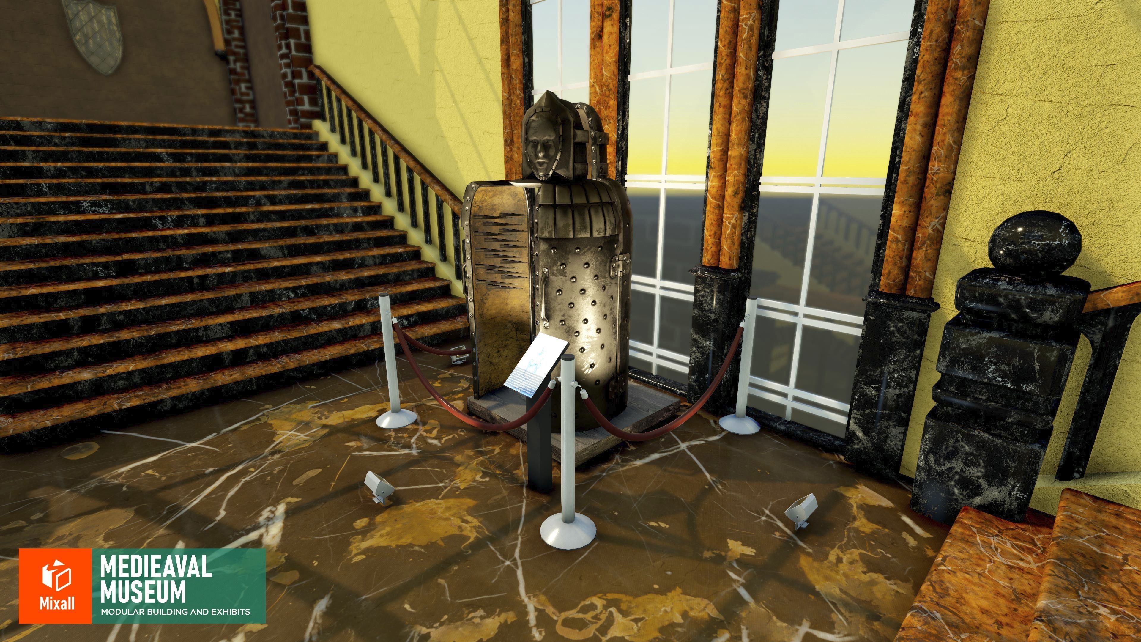 Medieval museum - modular building and exhibits Low-poly 3D model_15