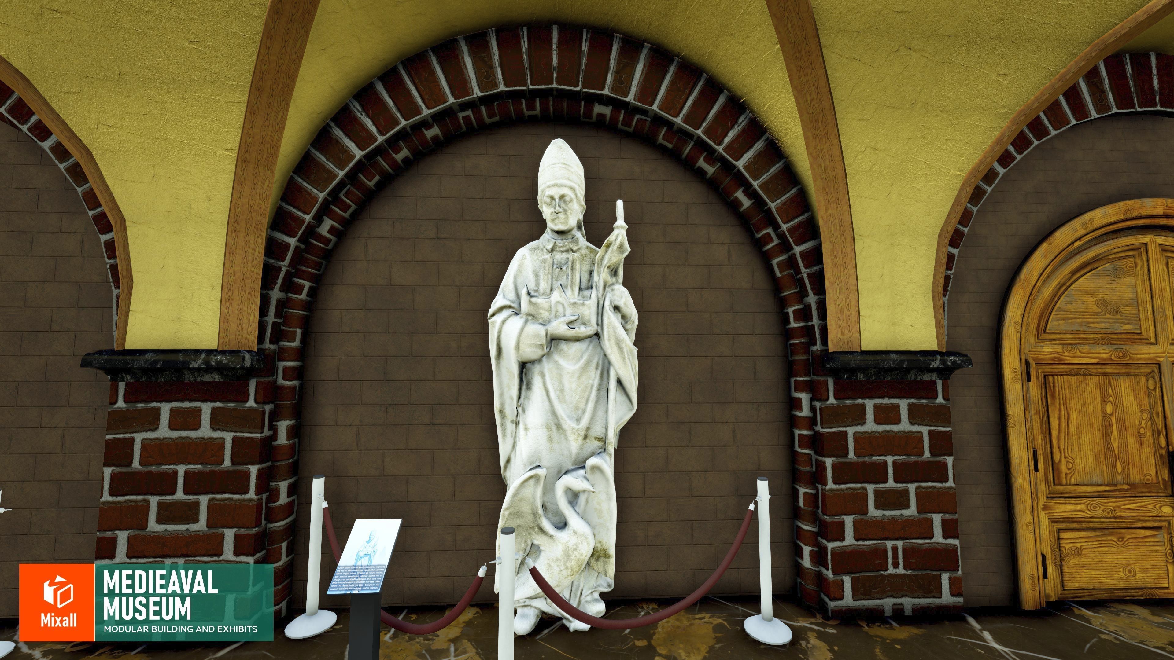 Medieval museum - modular building and exhibits Low-poly 3D model_10