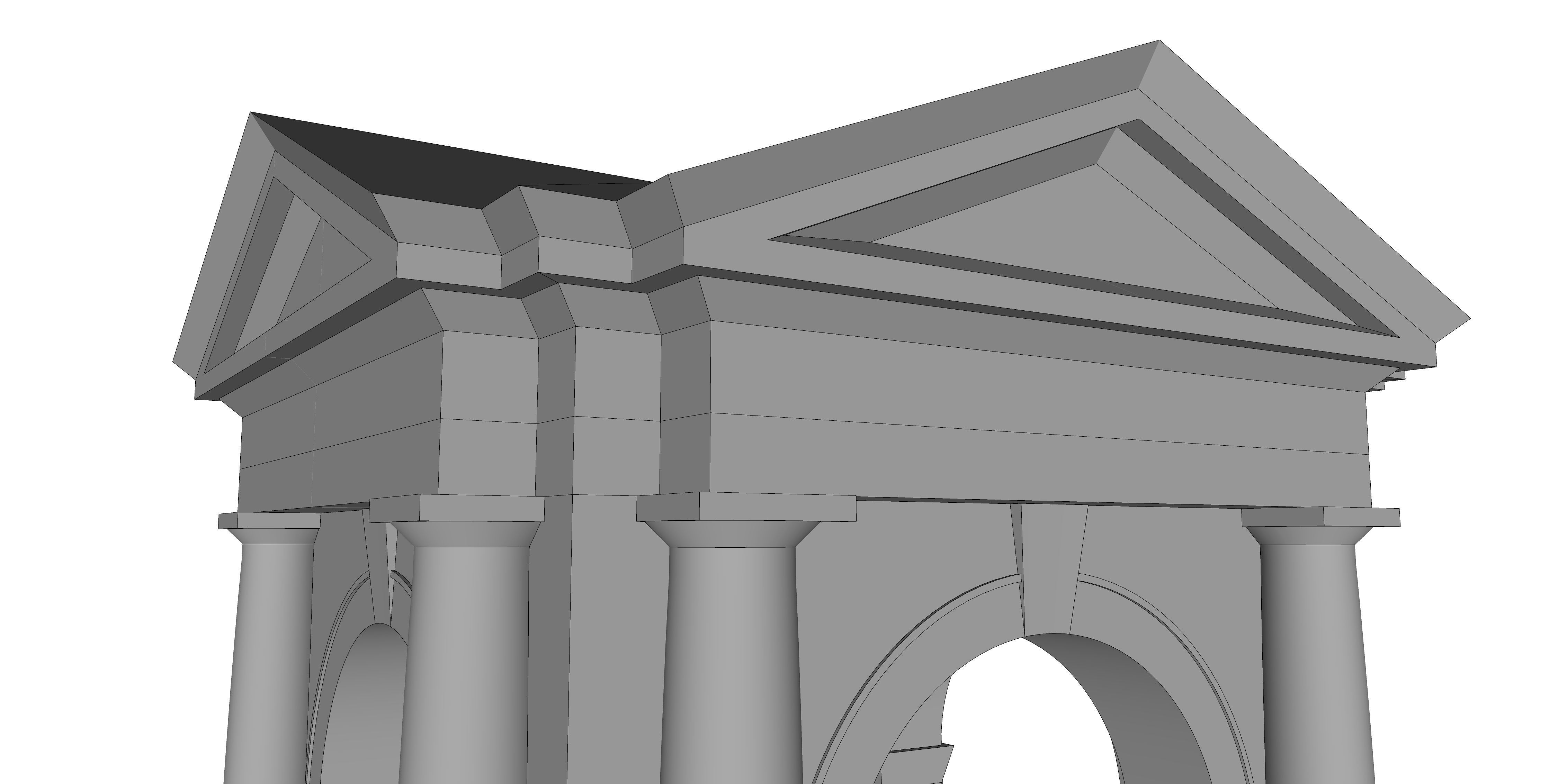 Tuscan order Arched portico in the mas with 34 column a pedestal Low-poly 3D model_2