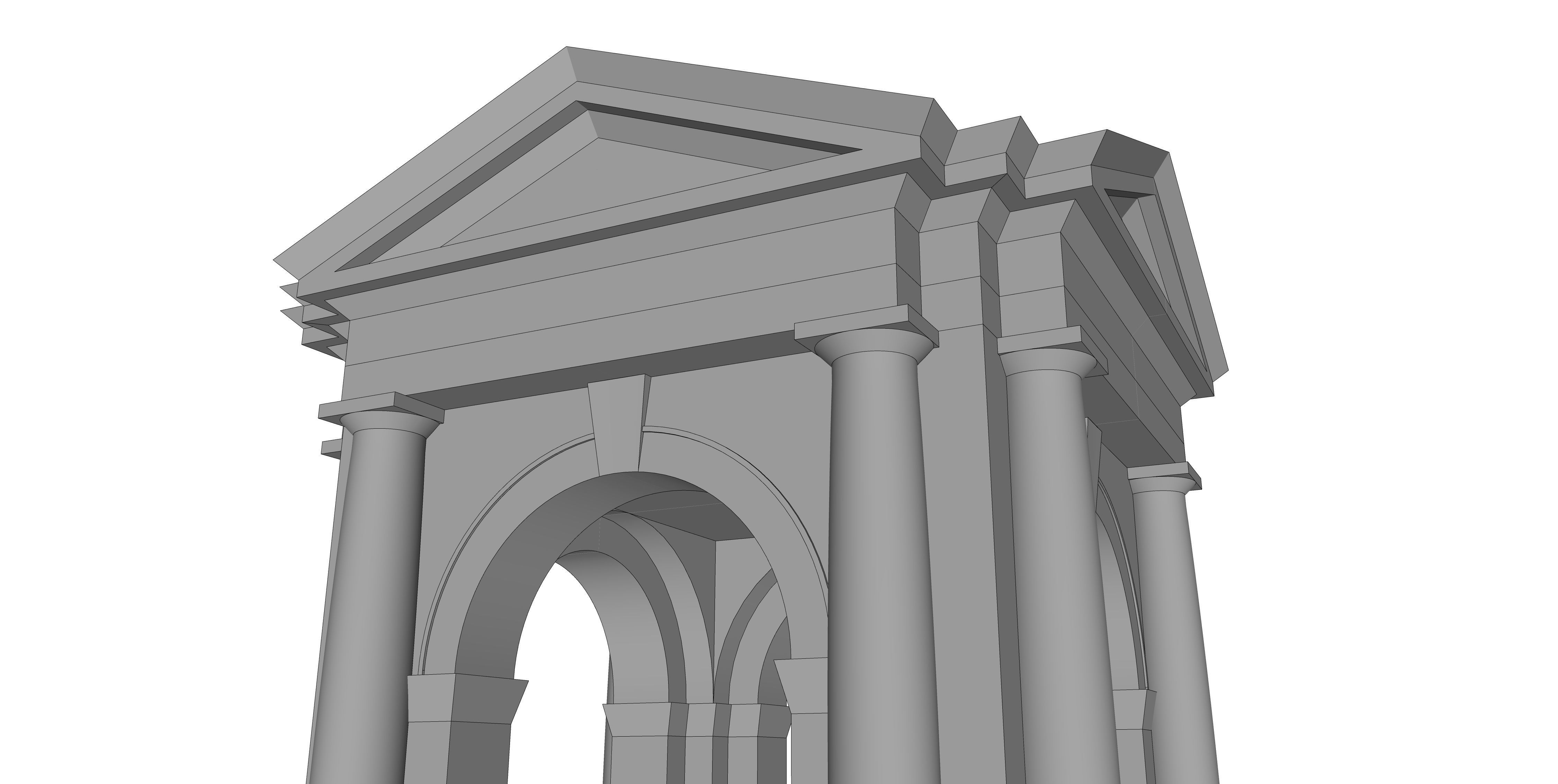 Tuscan order Arched portico in the mas with 34 column a pedestal Low-poly 3D model_4