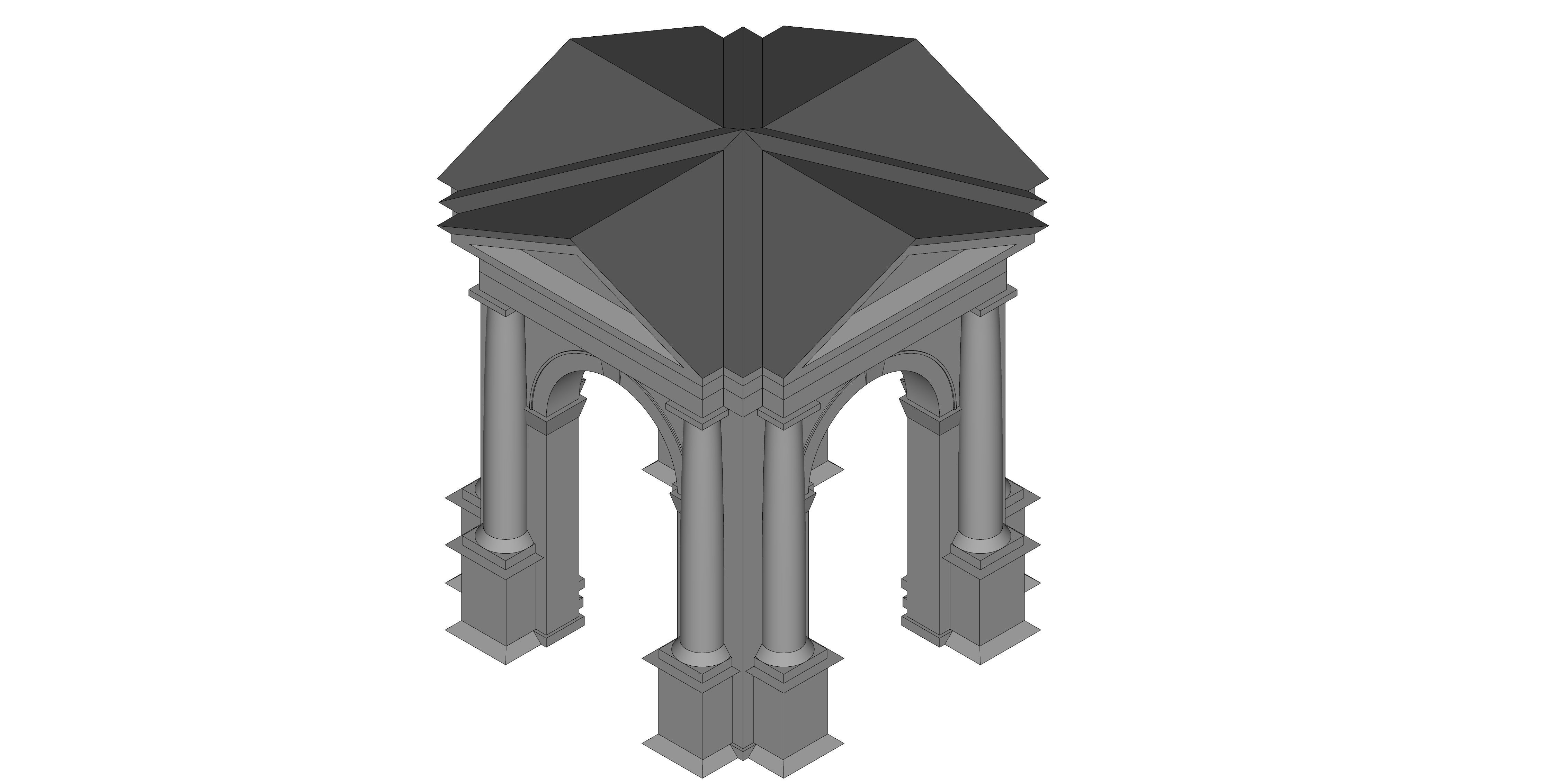 Tuscan order Arched portico in the mas with 34 column a pedestal Low-poly 3D model_6