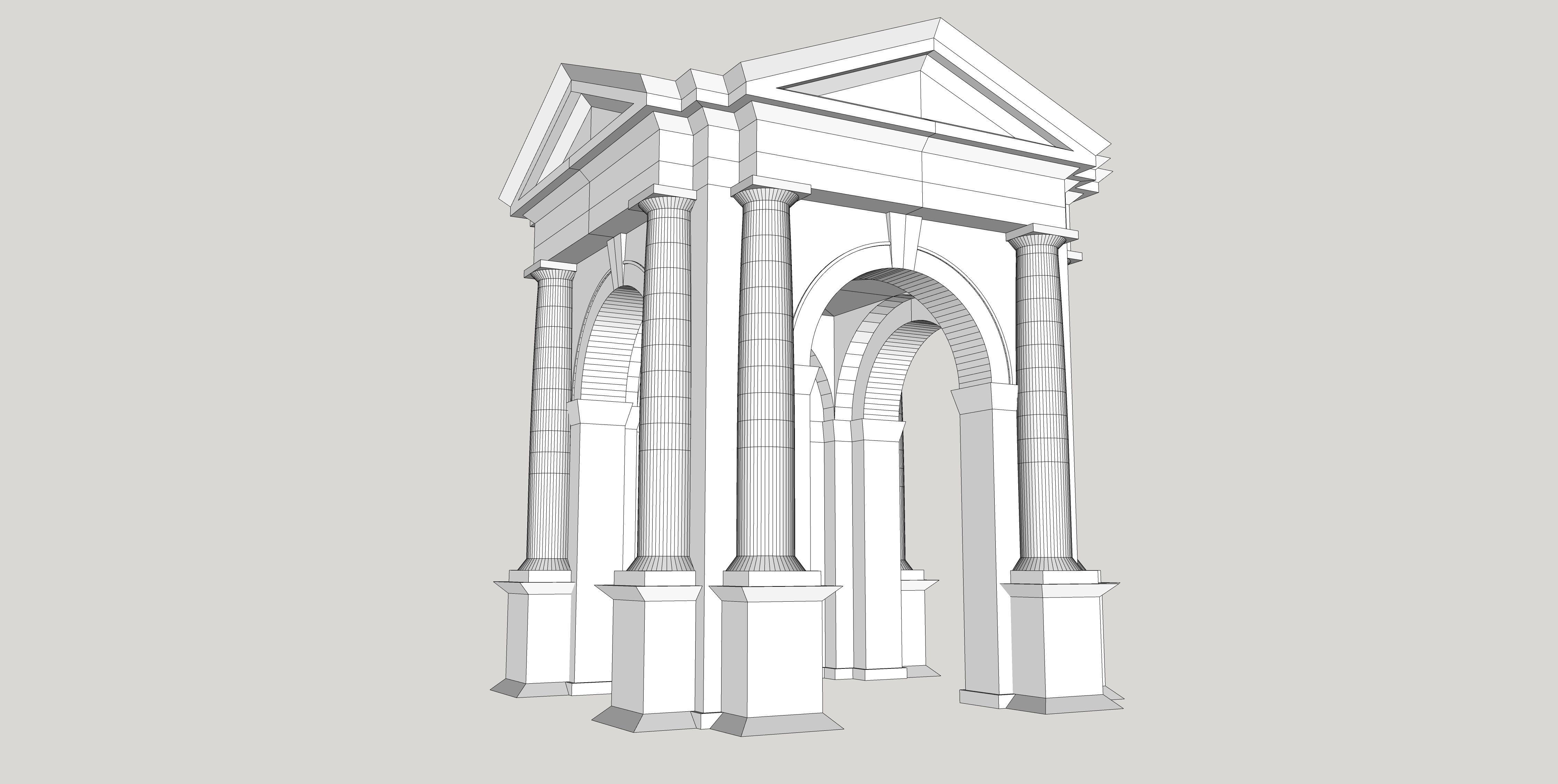 Tuscan order Arched portico in the mas with 34 column a pedestal Low-poly 3D model_8
