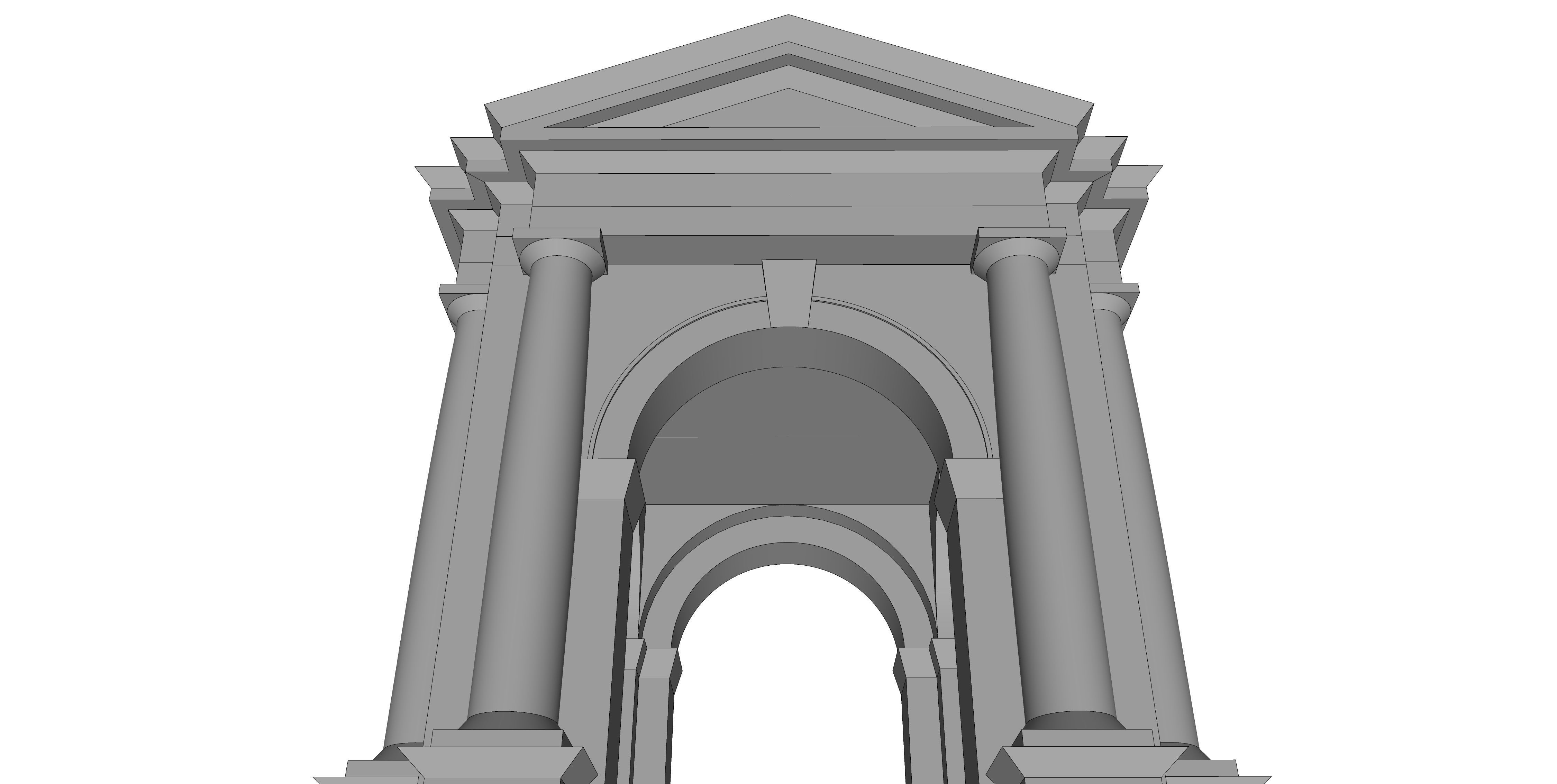 Tuscan order Arched portico in the mas with 34 column a pedestal Low-poly 3D model_3