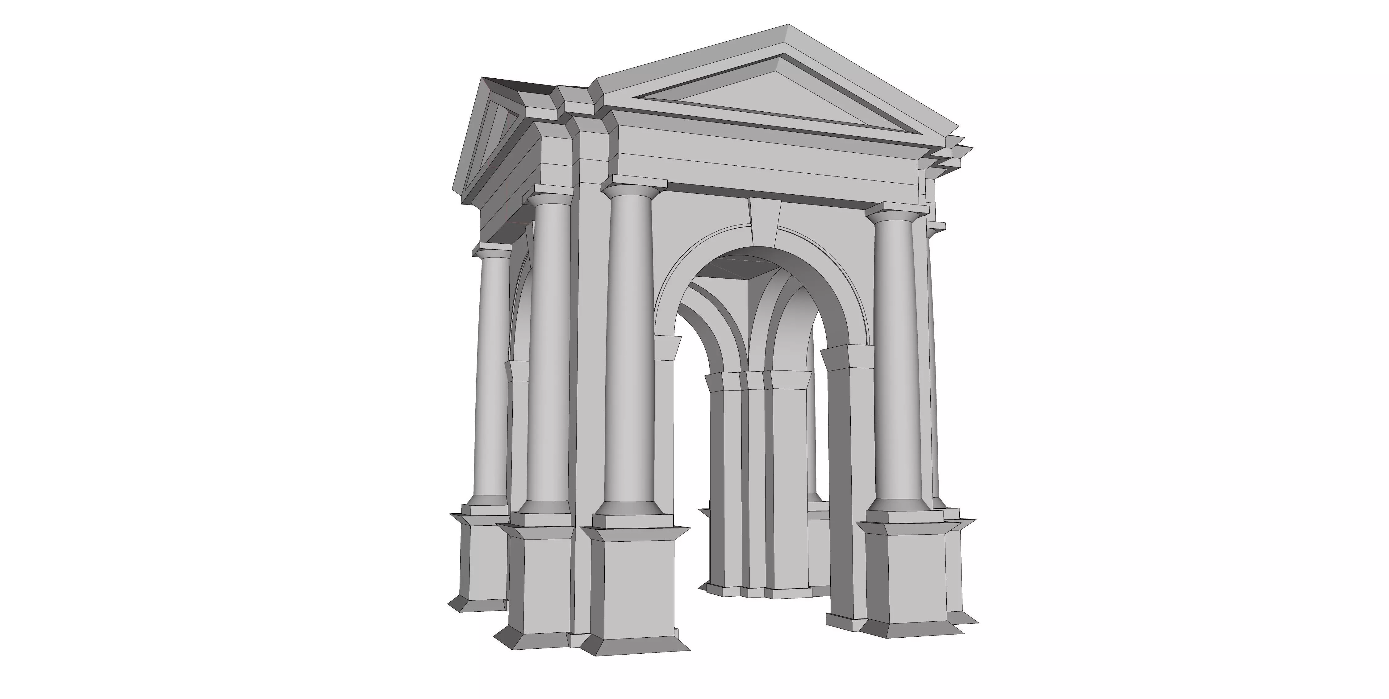 Tuscan order Arched portico in the mas with 34 column a pedestal Low-poly 3D model_0