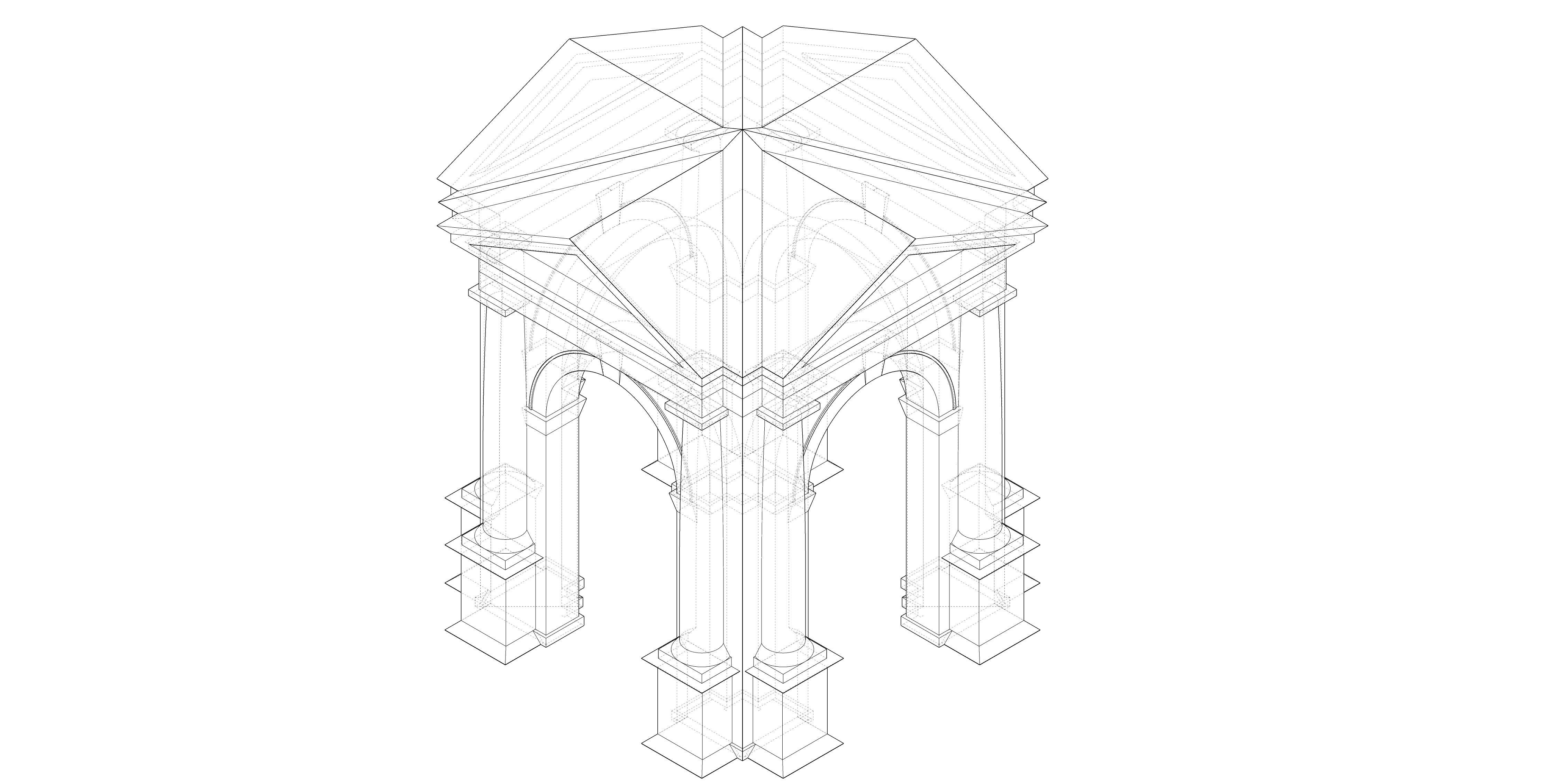 Tuscan order Arched portico in the mas with 34 column a pedestal Low-poly 3D model_7