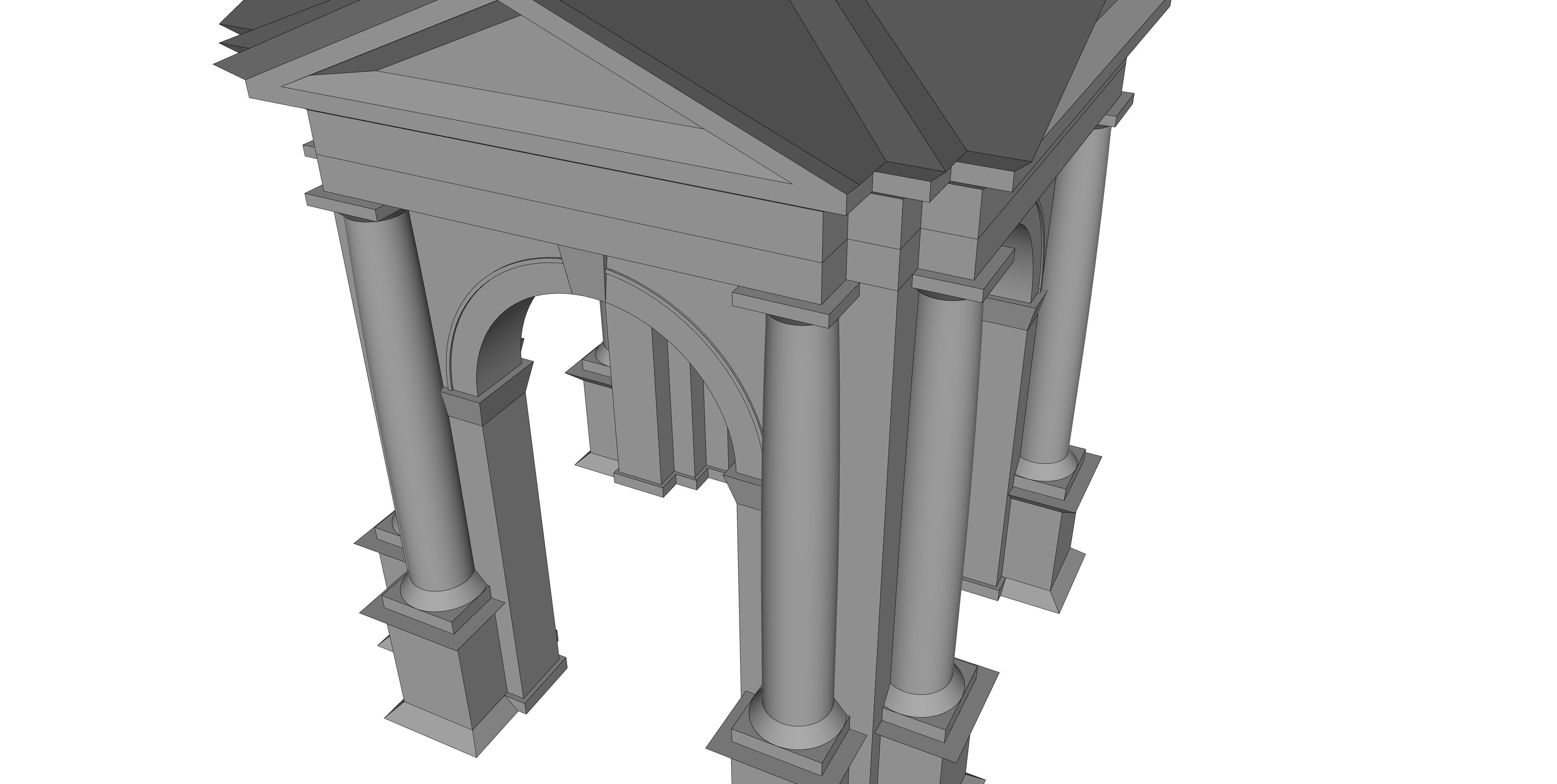 Tuscan order Arched portico in the mas with 34 column a pedestal Low-poly 3D model_5