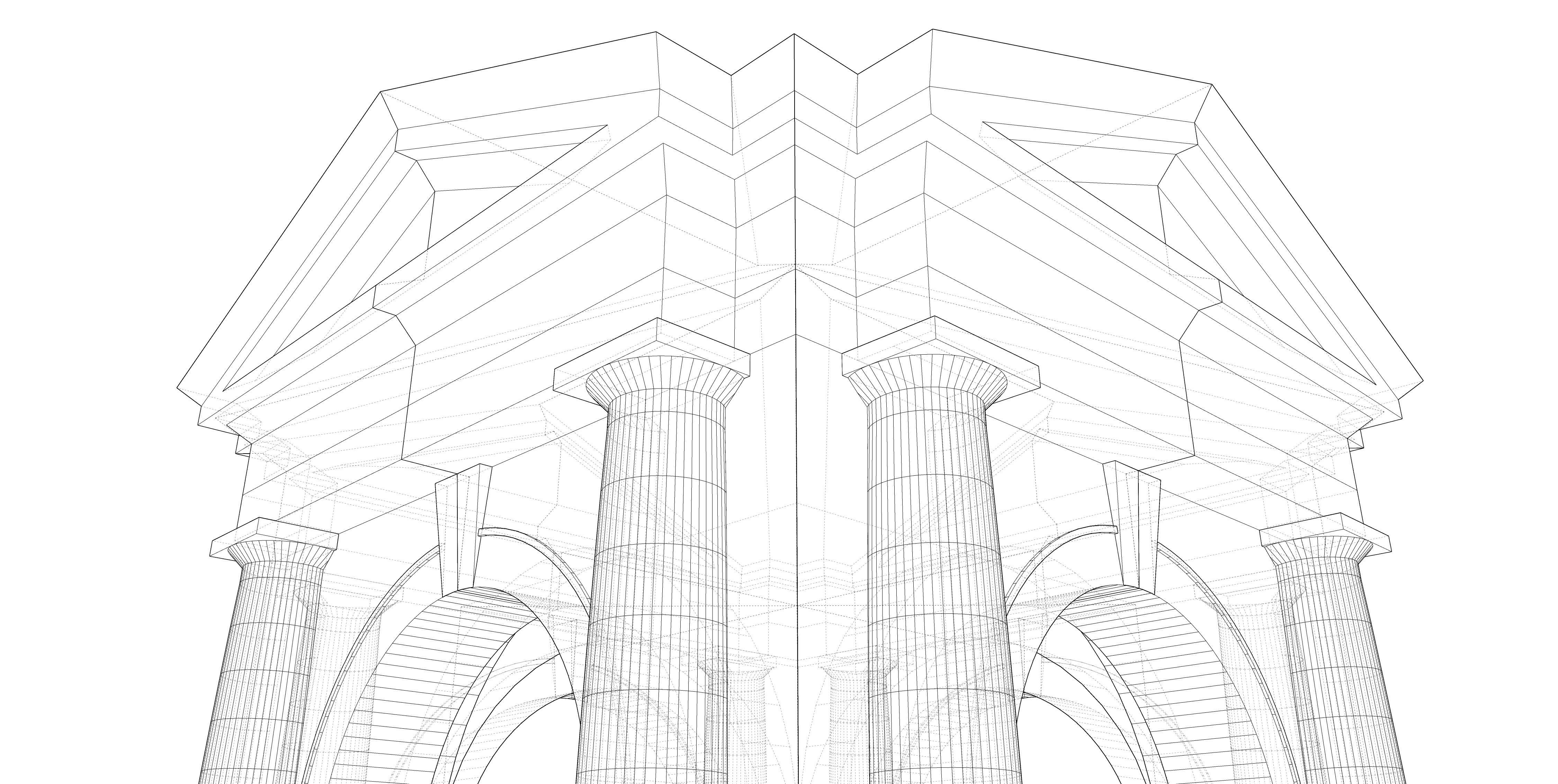 Tuscan order Arched portico in the mas with 34 column a pedestal Low-poly 3D model_9