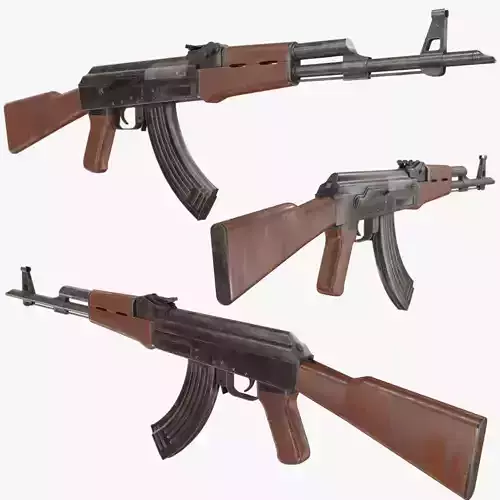 AK-47 rifle Low-poly 3D model