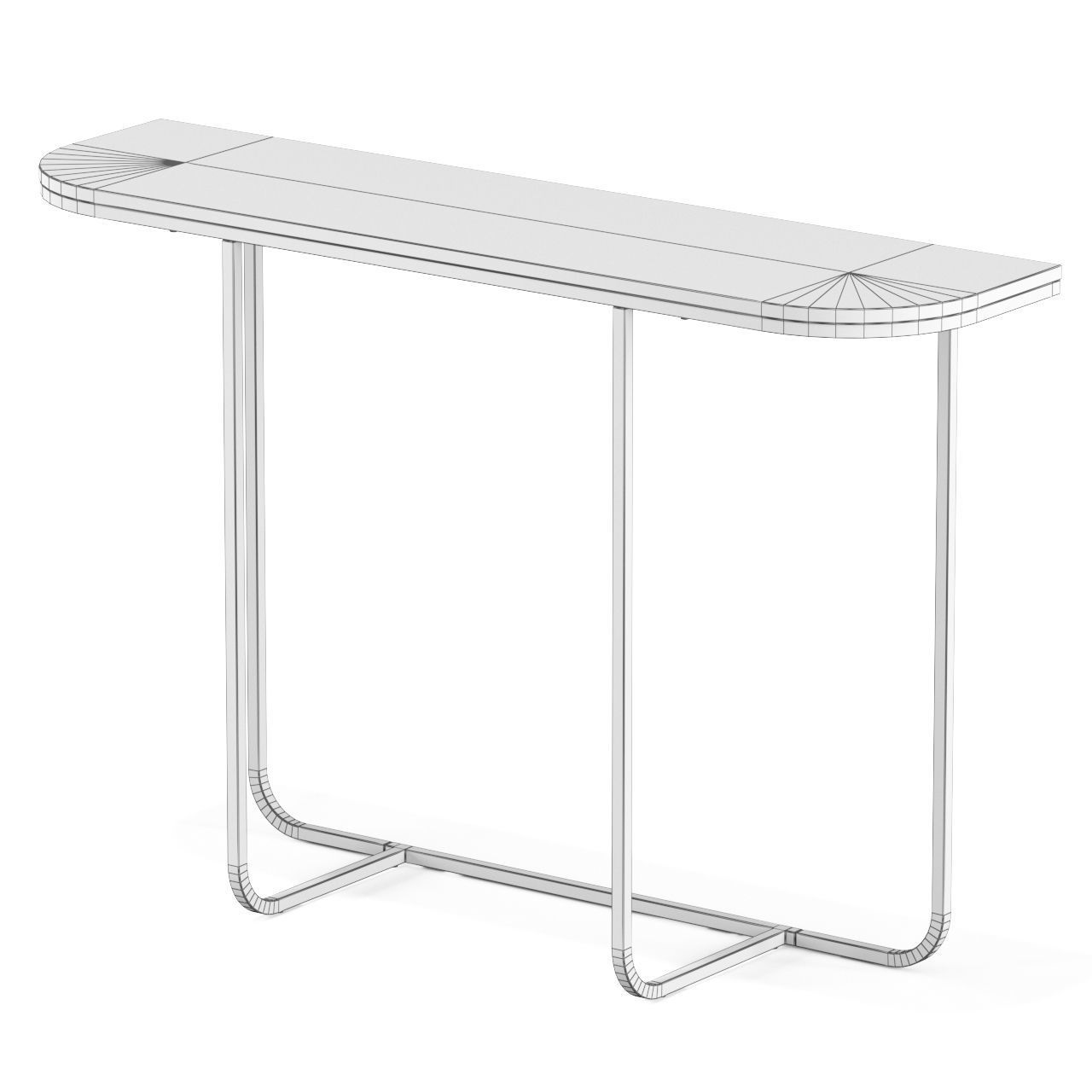 Curved Metal and Wood Entryway Accent 3D model_4