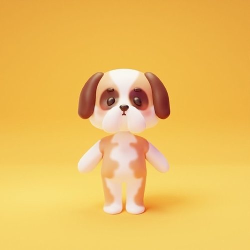 Saint Bernard Dog - Cute Cartoon Animal Character 3D model
