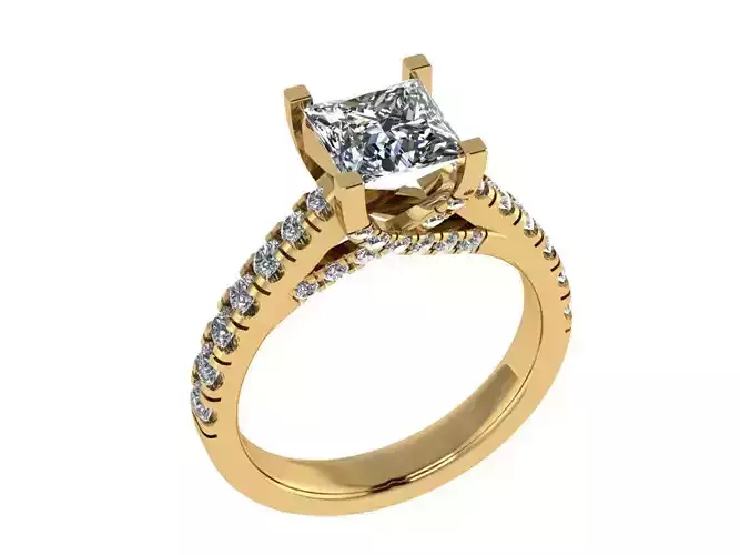 Ring487 princess cut diamond engagement ring gold