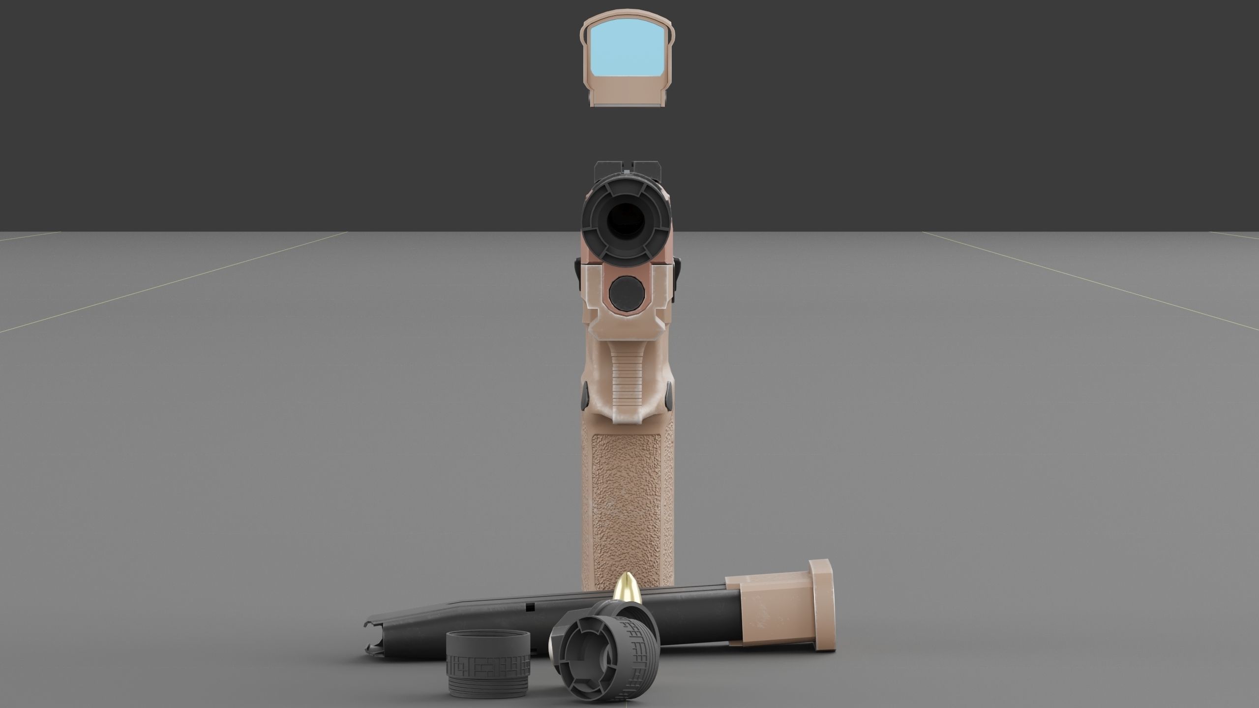 Sig Sauer M18 with MOD X Silencer Low-poly 3D model_4