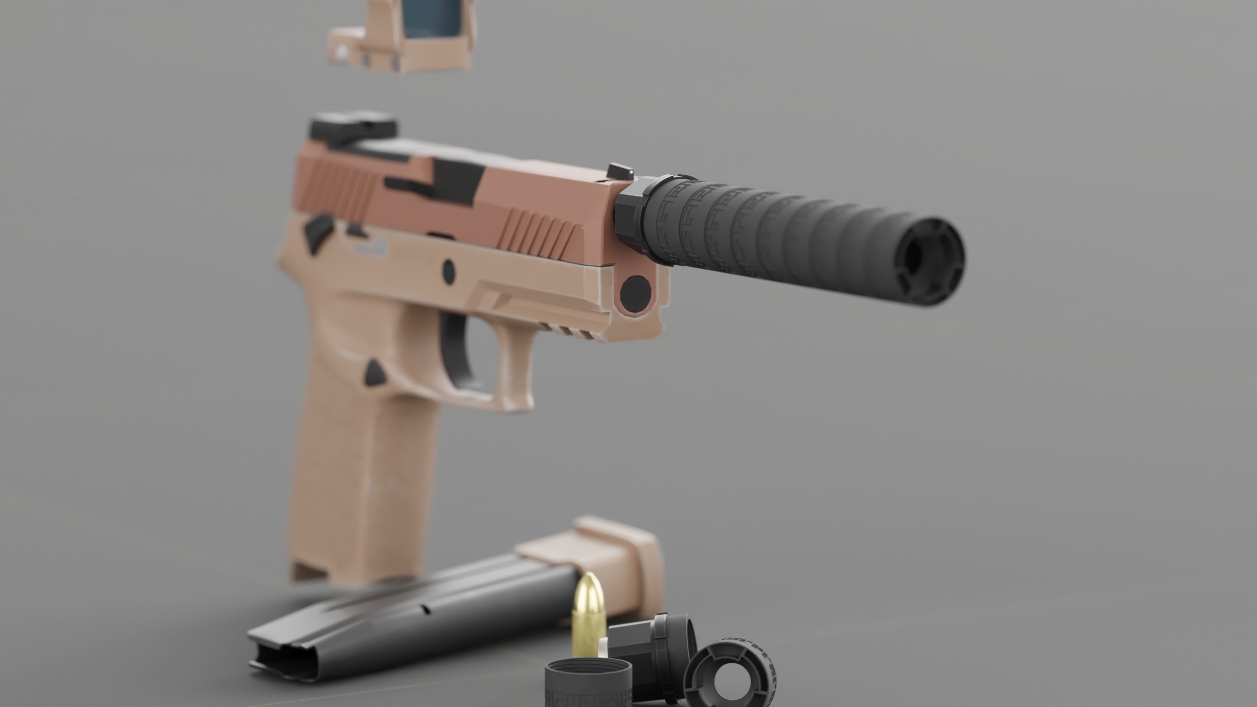 Sig Sauer M18 with MOD X Silencer Low-poly 3D model_6