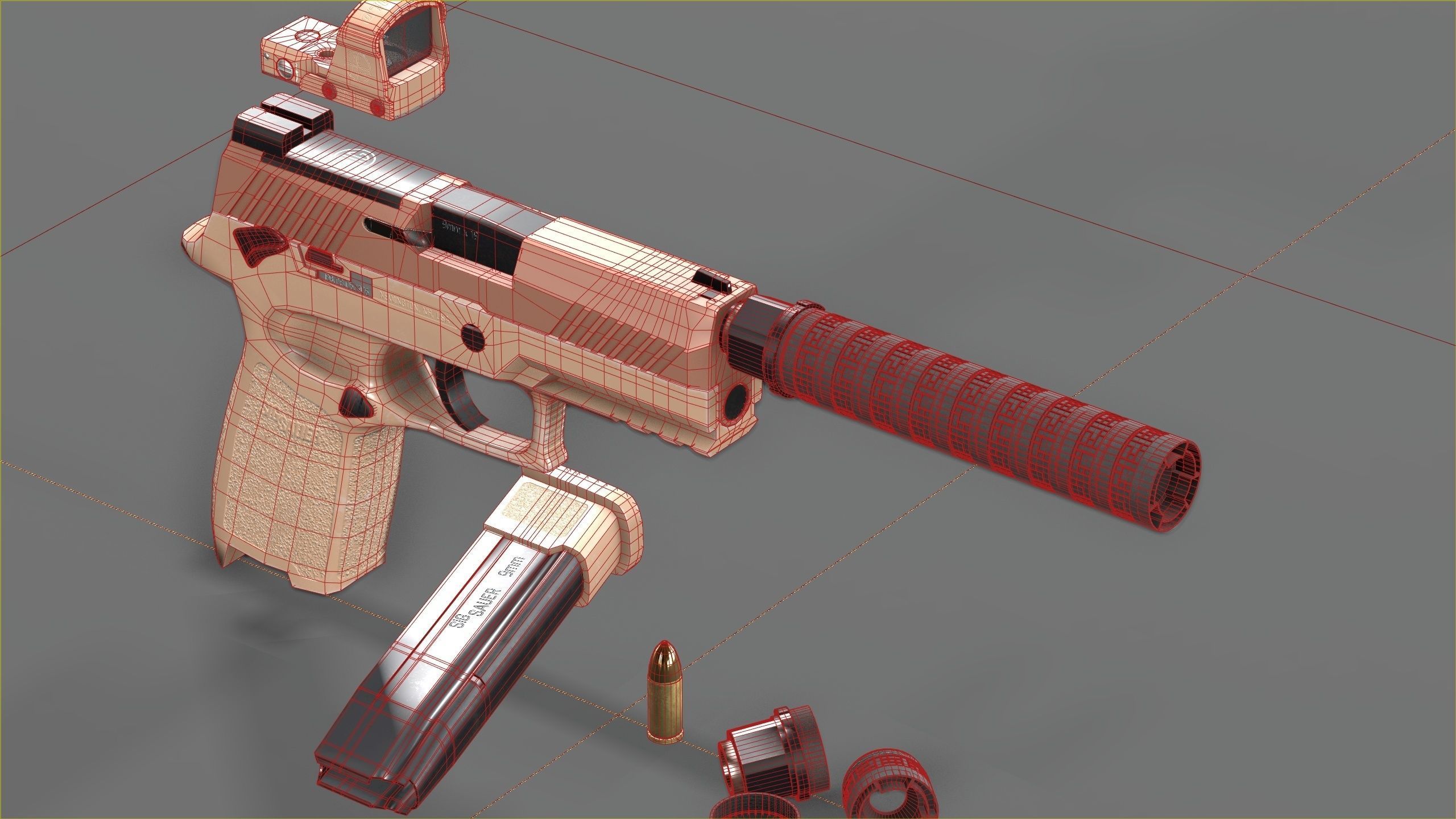 Sig Sauer M18 with MOD X Silencer Low-poly 3D model_17