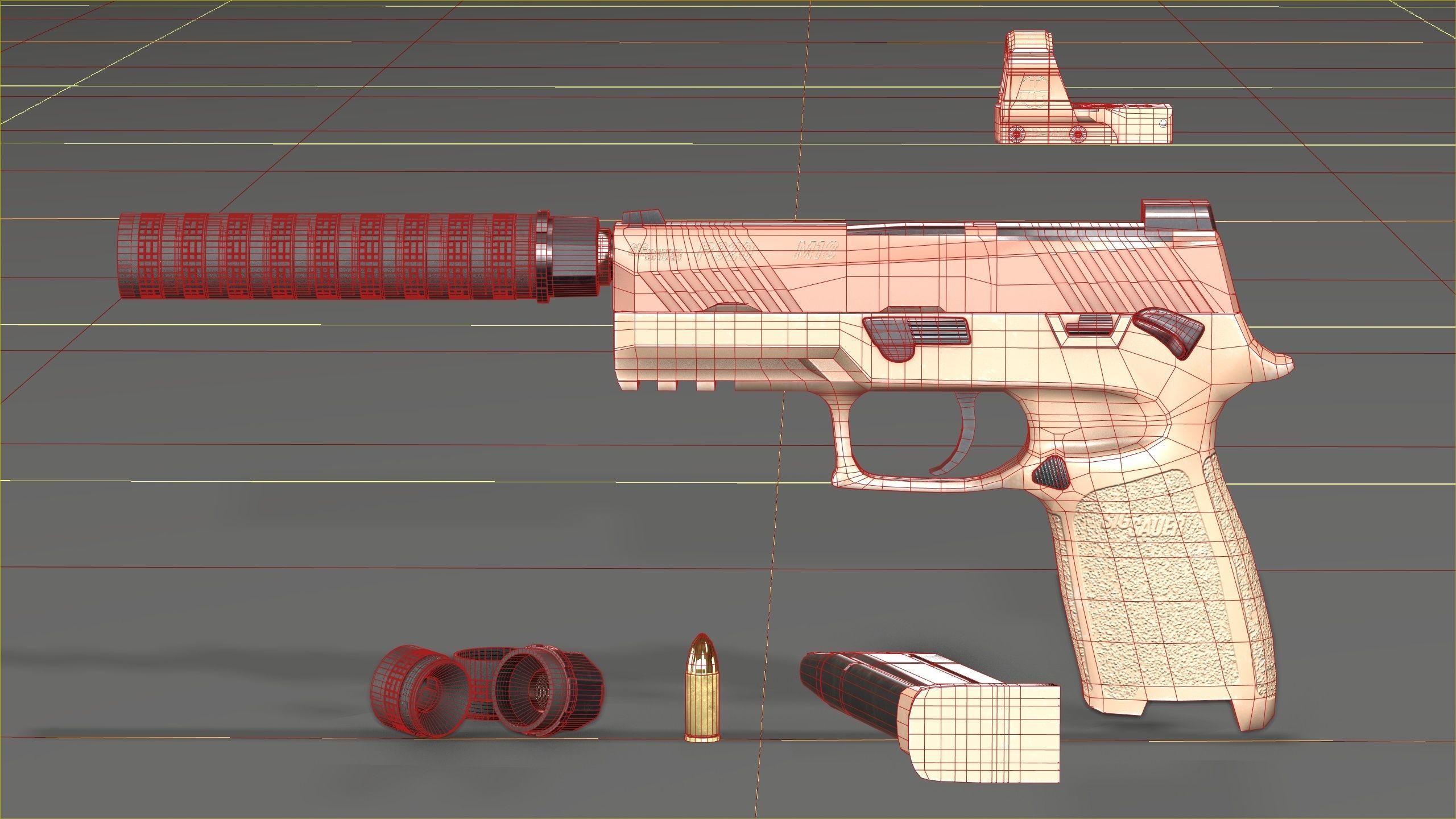 Sig Sauer M18 with MOD X Silencer Low-poly 3D model_27
