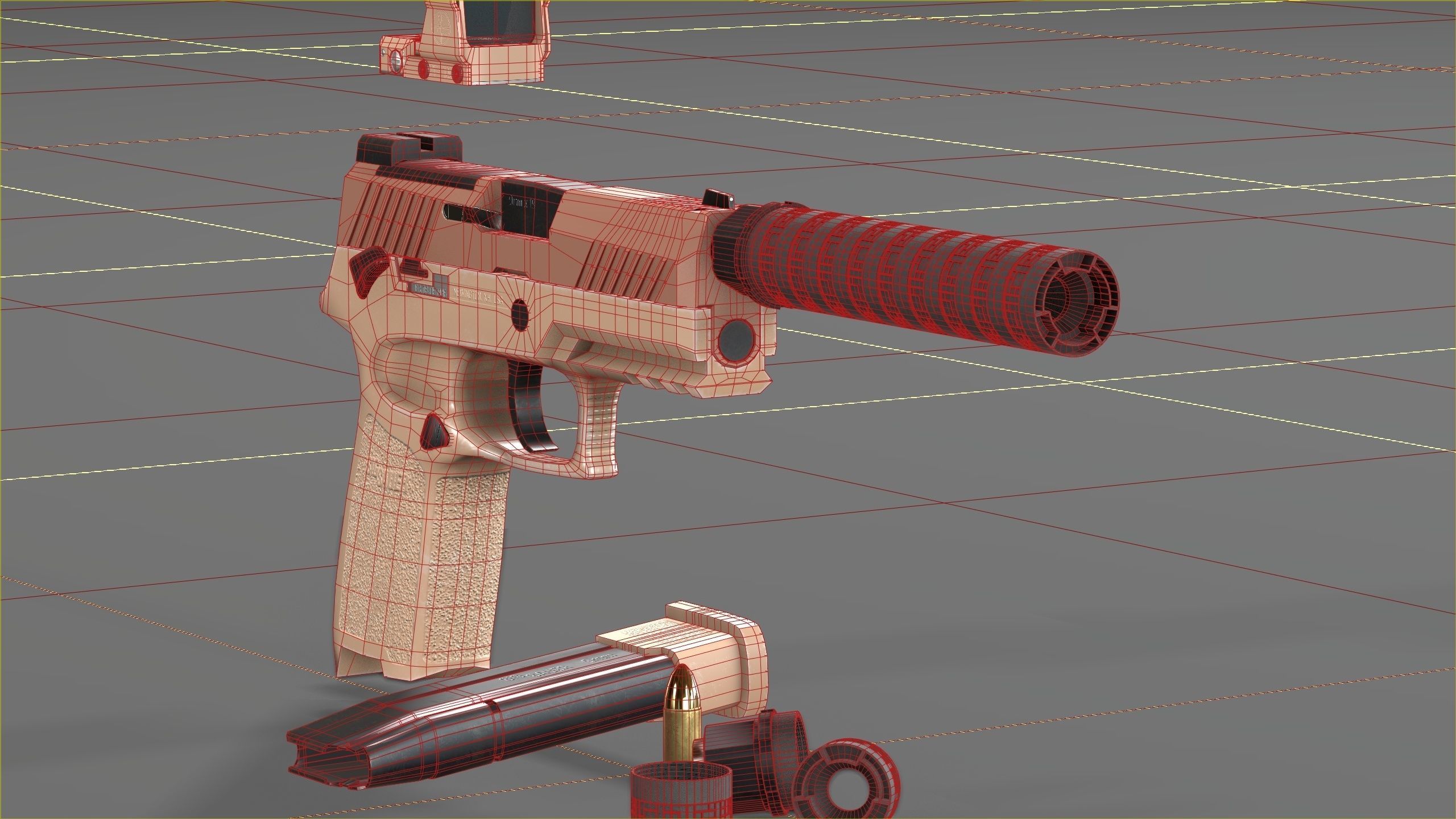 Sig Sauer M18 with MOD X Silencer Low-poly 3D model_23