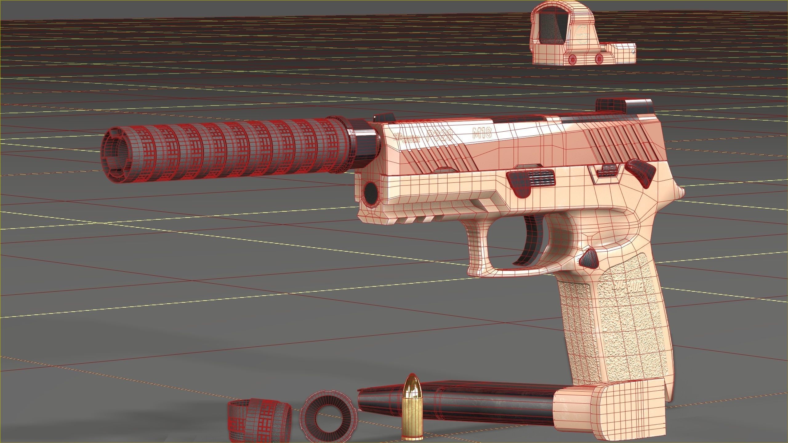 Sig Sauer M18 with MOD X Silencer Low-poly 3D model_21