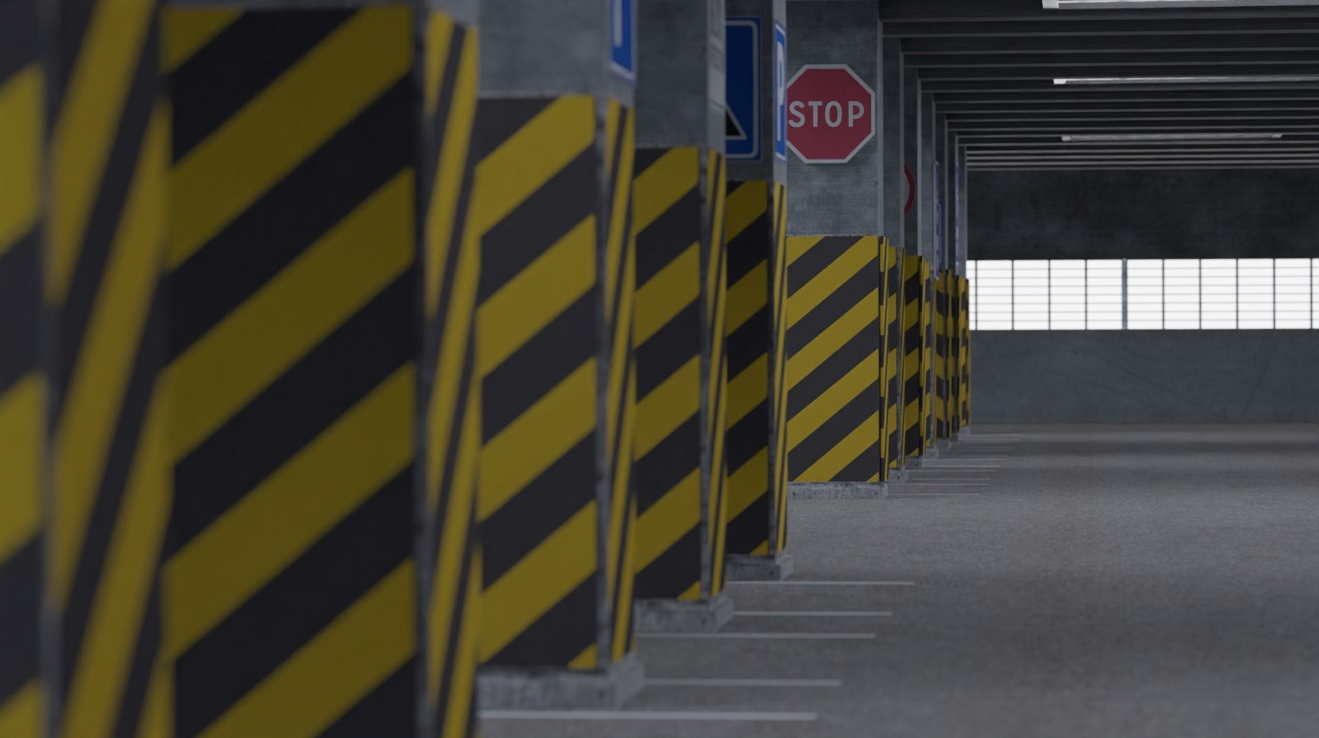 3D Highpoly Parking Lot Blend File 3D model_1