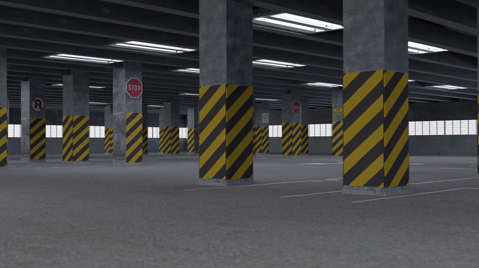 3D Highpoly Parking Lot Blend File 3D model_2