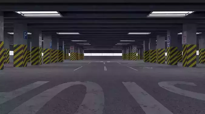 3D Highpoly Parking Lot Blend File 3D model