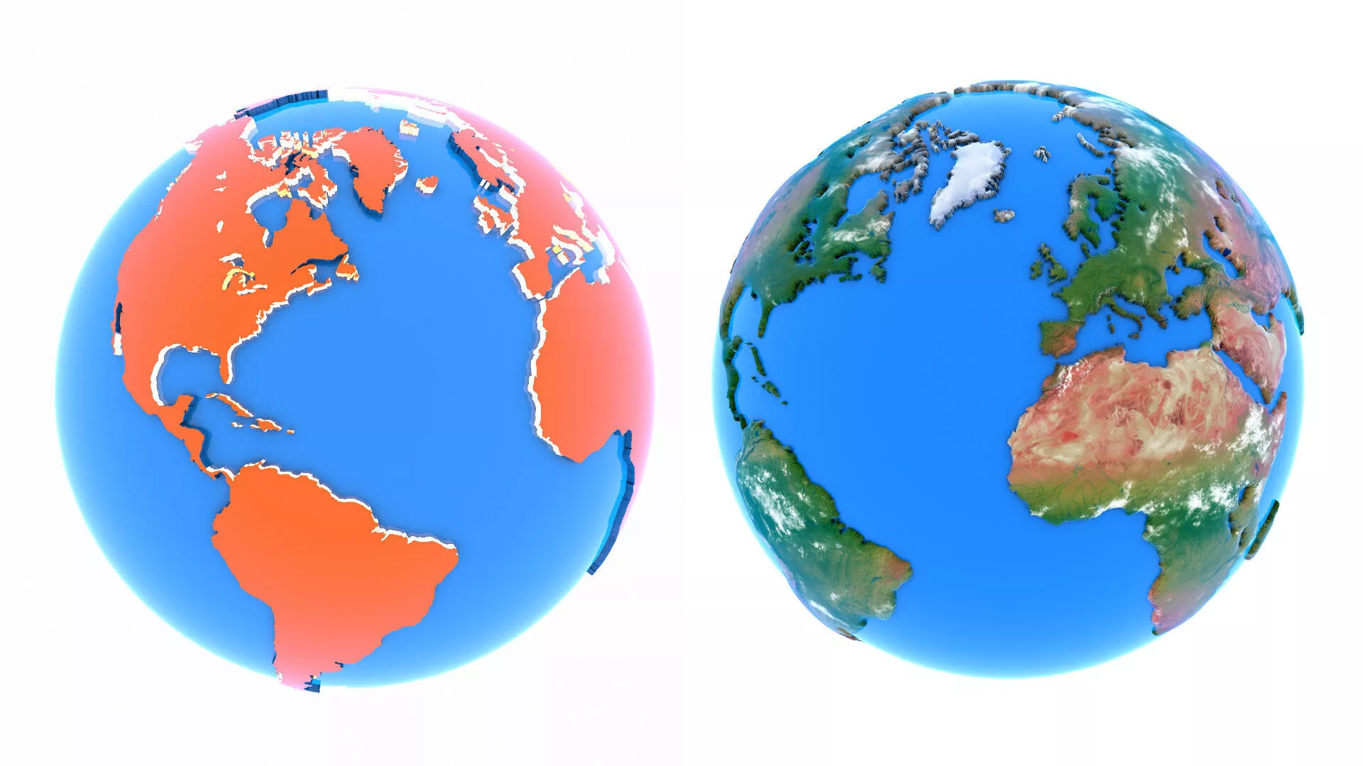 Earth orange globe Low-poly 3D model