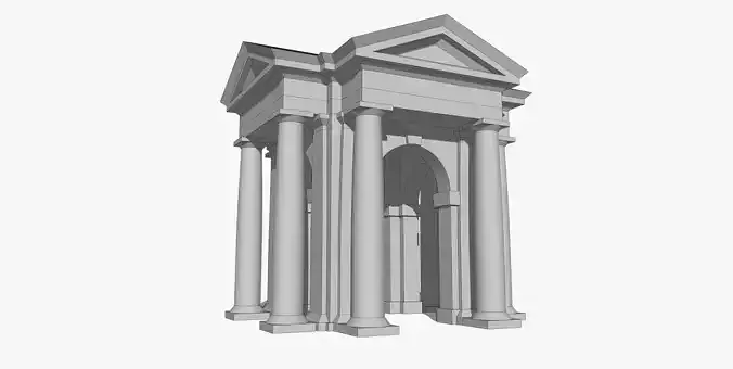 Tuscan order Arched portico in the mas with freestanding column Low-poly 3D model