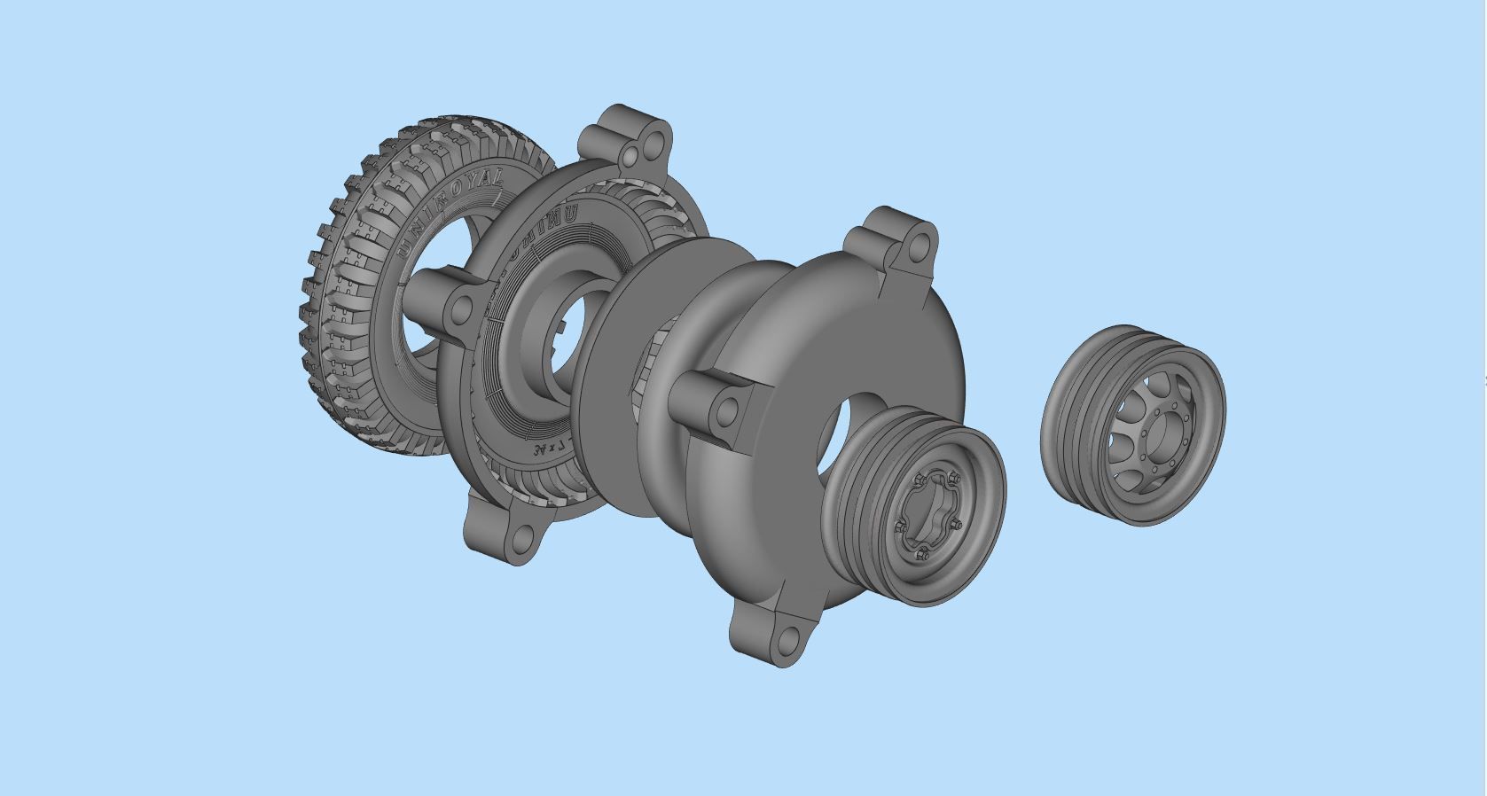 WWII German Kubel Wagen or Blitz Mold Rims Tires files 3D print model_12