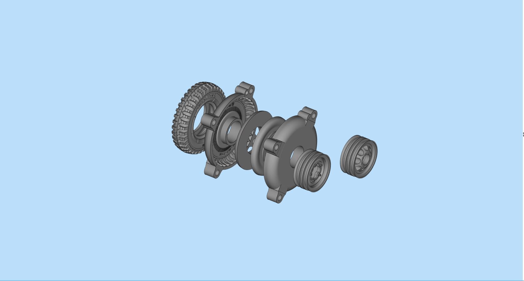 WWII German Kubel Wagen or Blitz Mold Rims Tires files 3D print model_13