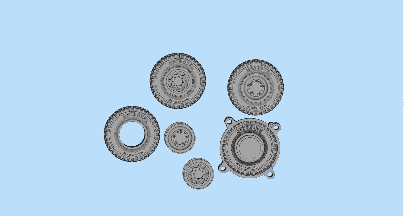 WWII German Kubel Wagen or Blitz Mold Rims Tires files 3D print model_9