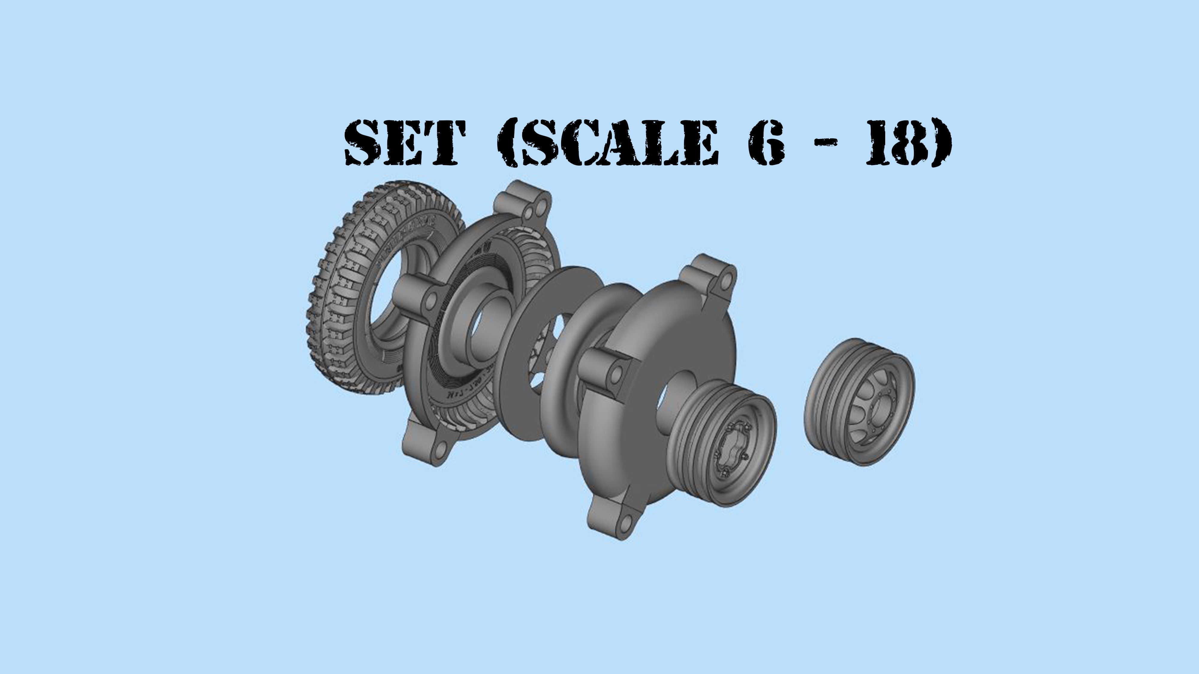 WWII German Kubel Wagen or Blitz Mold Rims Tires files 3D print model_1