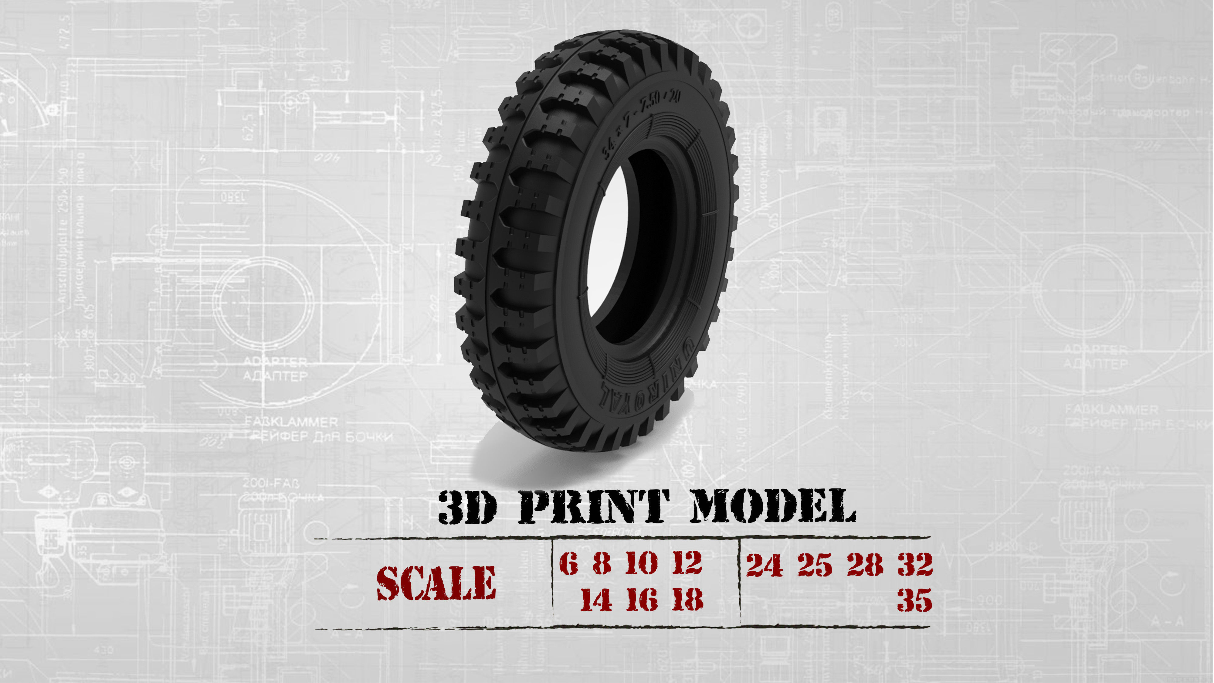 WWII German Kubel Wagen or Blitz Mold Rims Tires files 3D print model_14