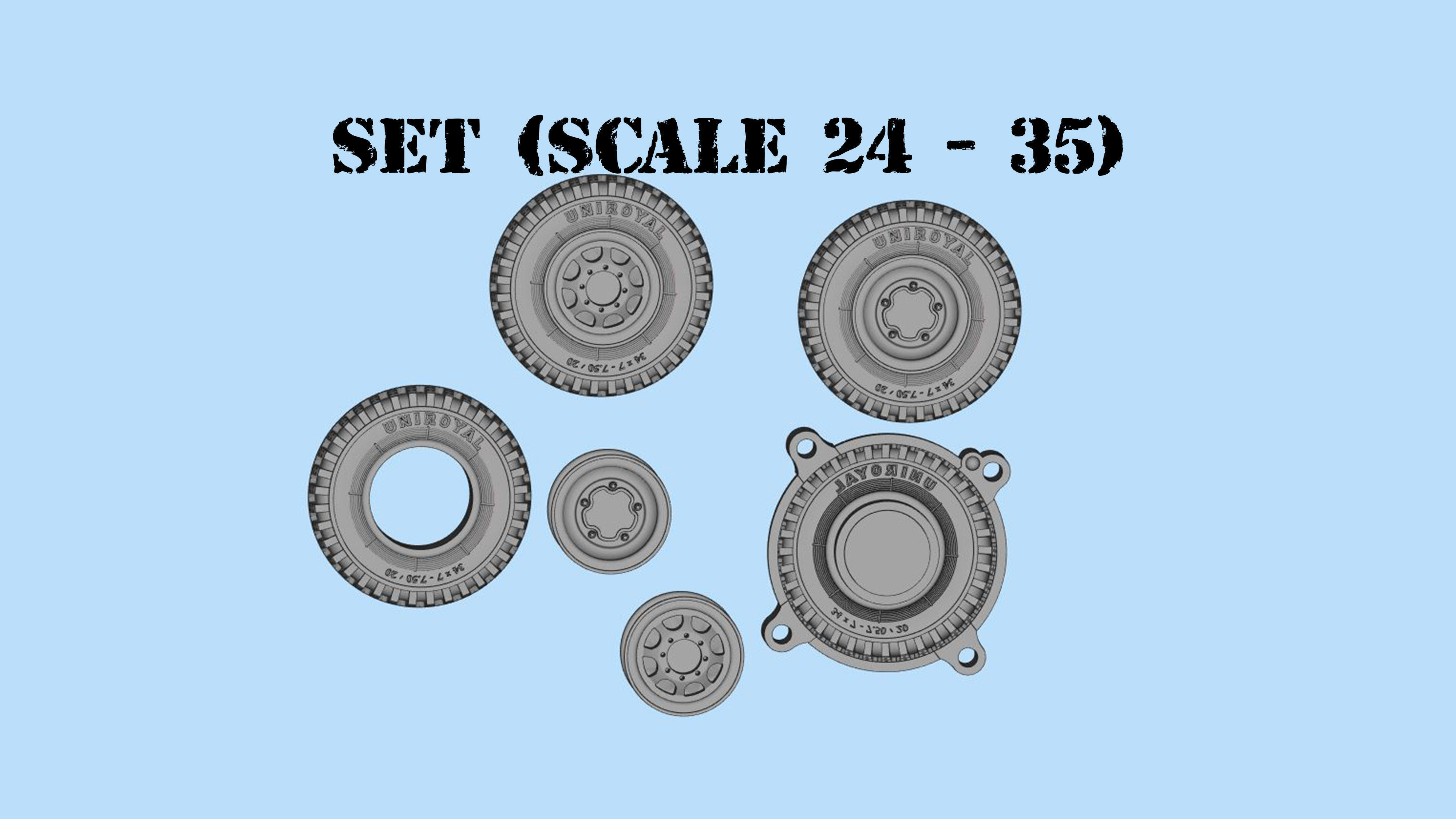 WWII German Kubel Wagen or Blitz Mold Rims Tires files 3D print model_2