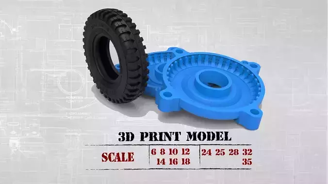 WWII German Kubel Wagen or Blitz Mold Rims Tires files 3D print model