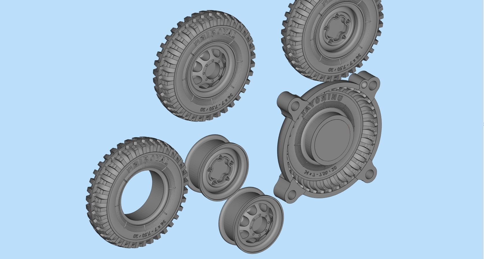 WWII German Kubel Wagen or Blitz Mold Rims Tires files 3D print model_11