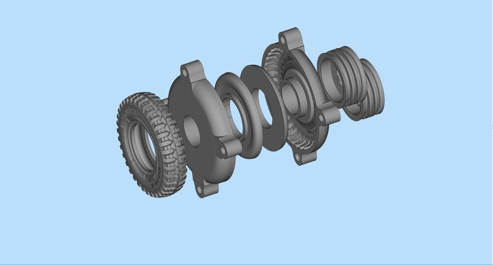 WWII German Kubel Wagen or Blitz Mold Rims Tires files 3D print model_20
