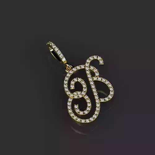 B Letter Pendant Diamonds 01