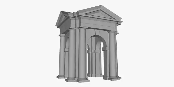 Arched portico in the mas Tuscan order with freestanding columns
