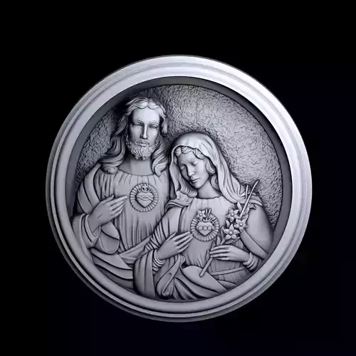 Jesus with Mary bas-relief 3D print model