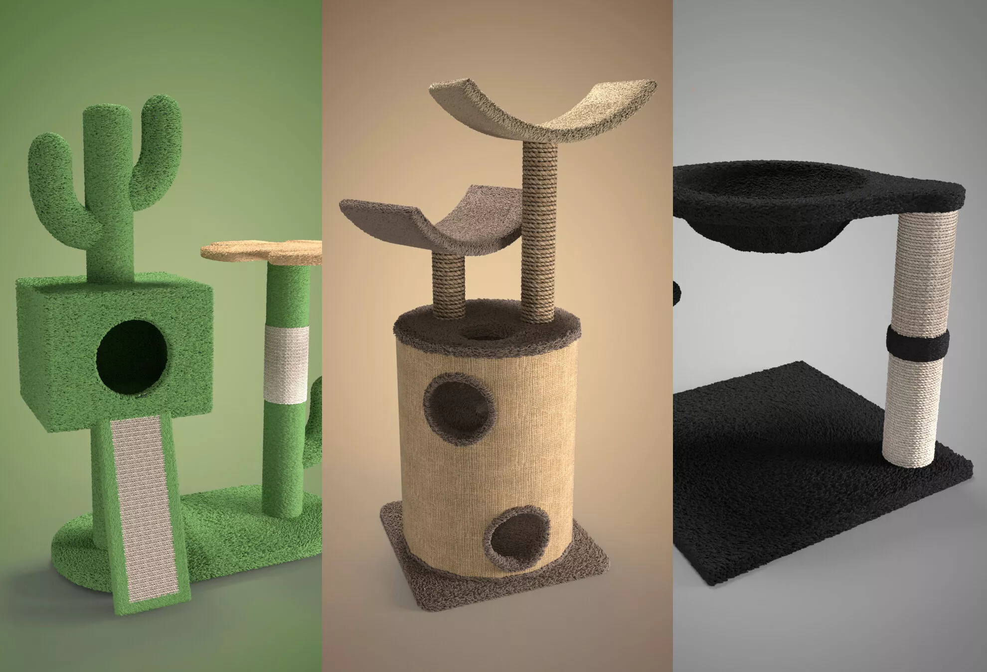 Cat Scratching Tower Pack - C4D only Low-poly 3D model
