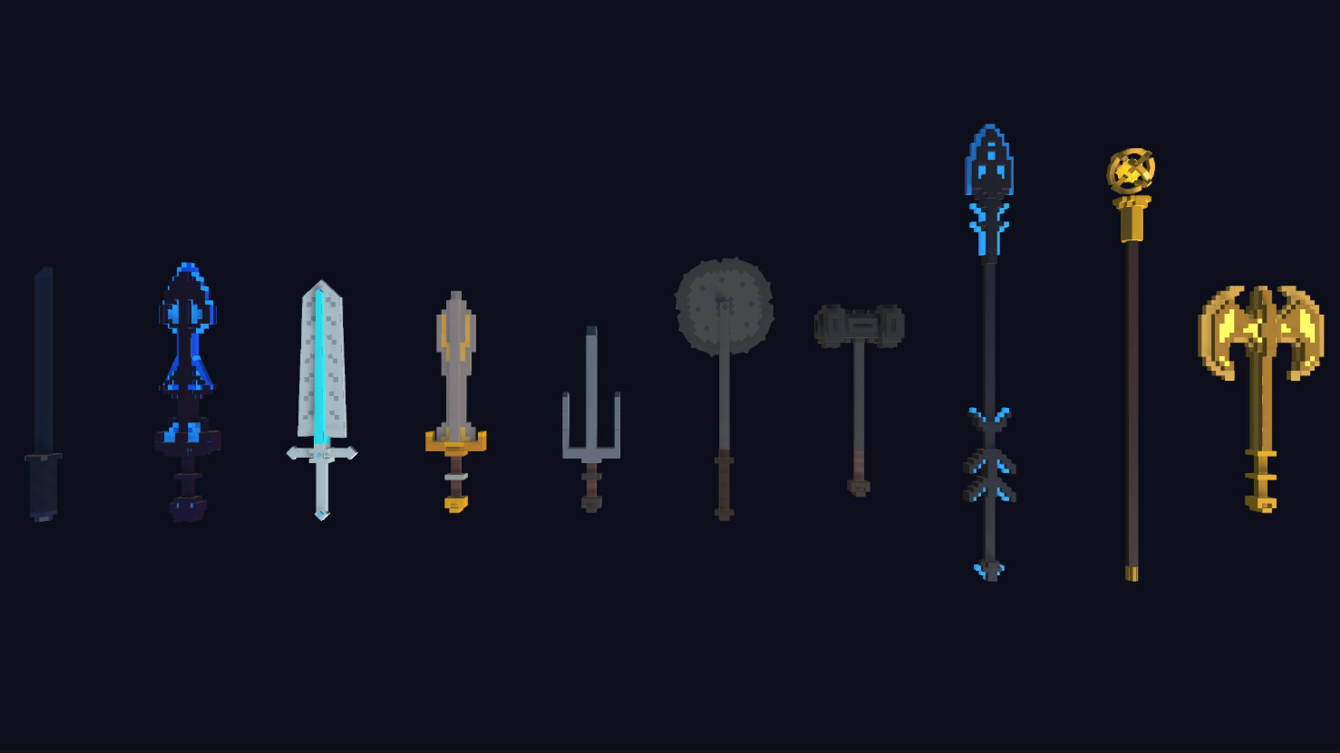 Weapons Pack - Lowpoly Voxel Models Low-poly 3D model_1