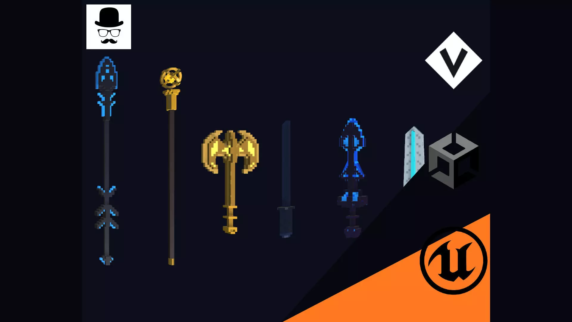 Weapons Pack - Lowpoly Voxel Models Low-poly 3D model_0