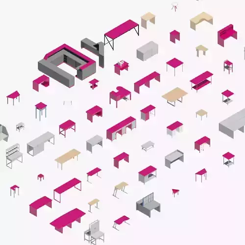 Tables big and small - Pack of revit families 3D model