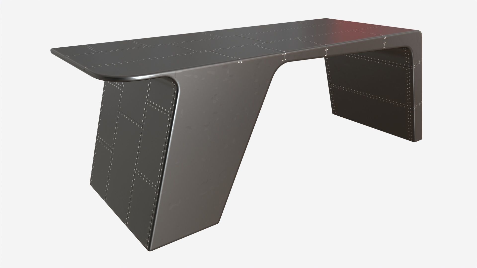 Metal Desk with Drawer 02 3D model_1