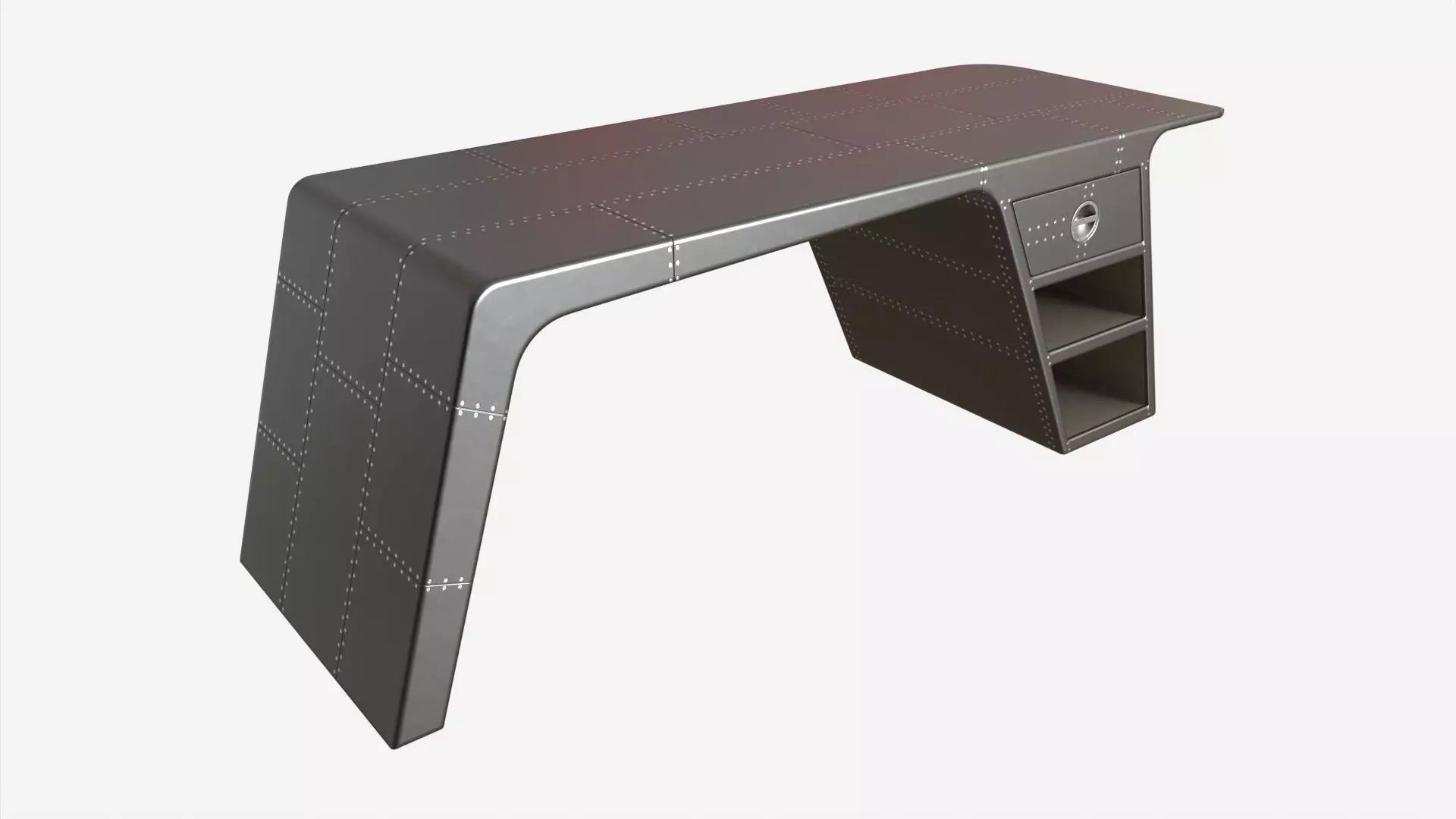 Metal Desk with Drawer 02 3D model_0
