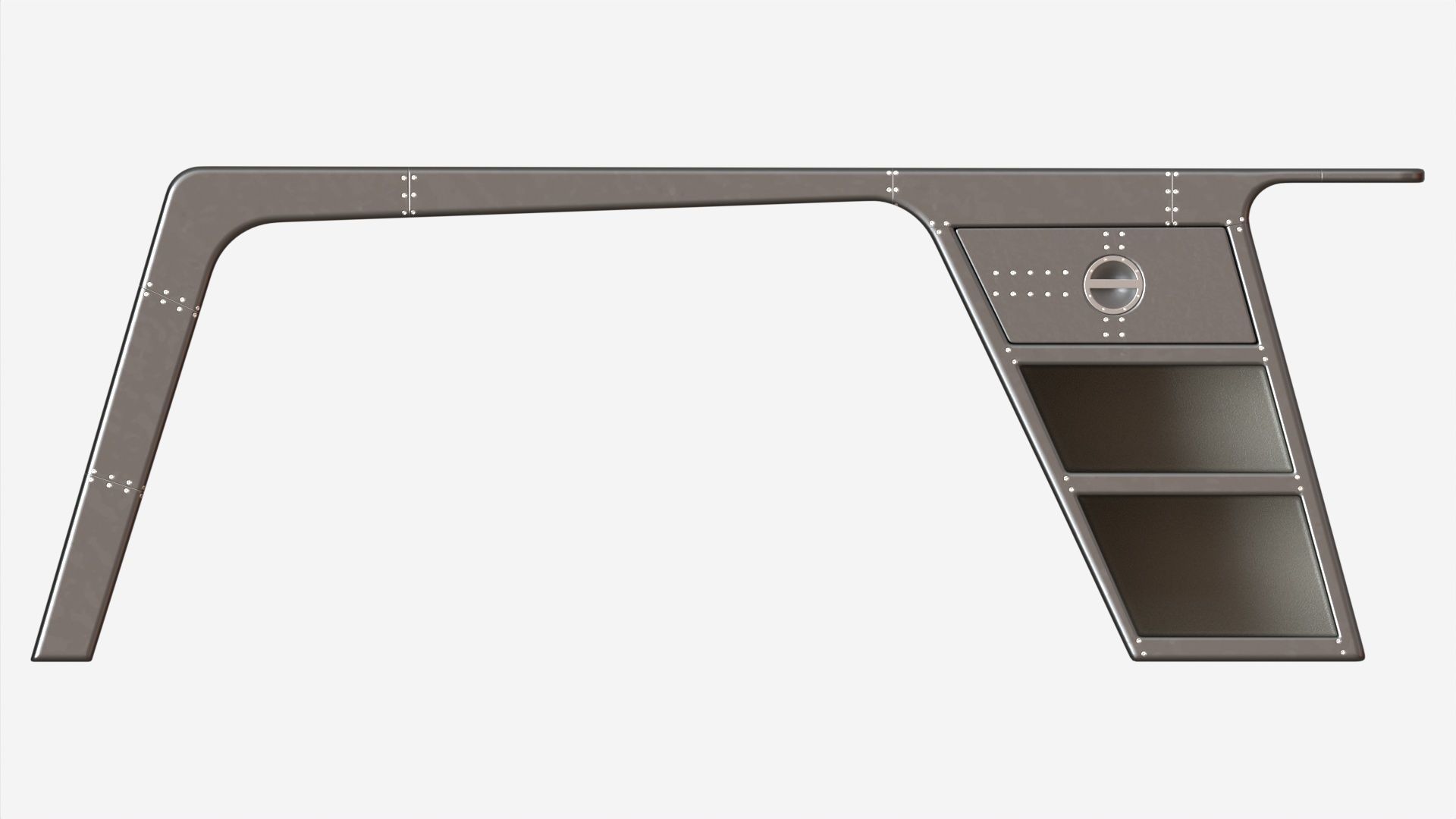 Metal Desk with Drawer 02 3D model_4