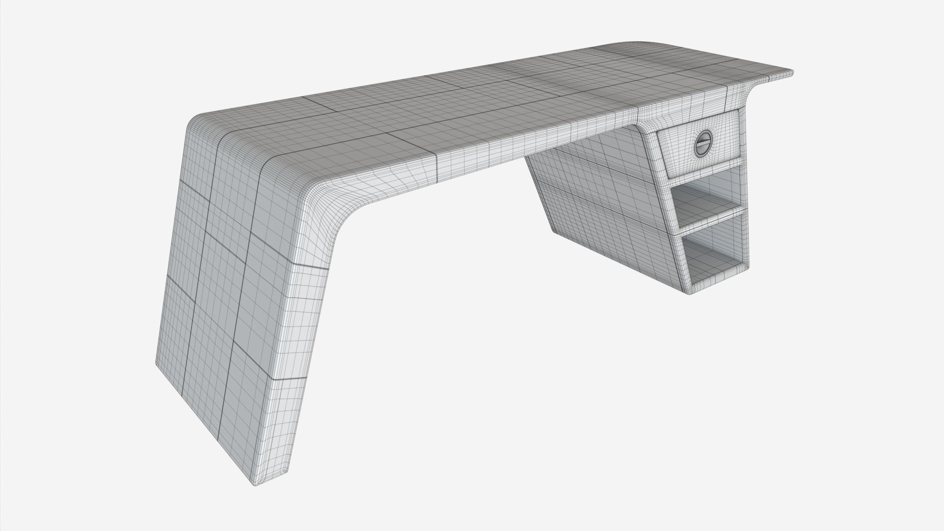 Metal Desk with Drawer 02 3D model_5
