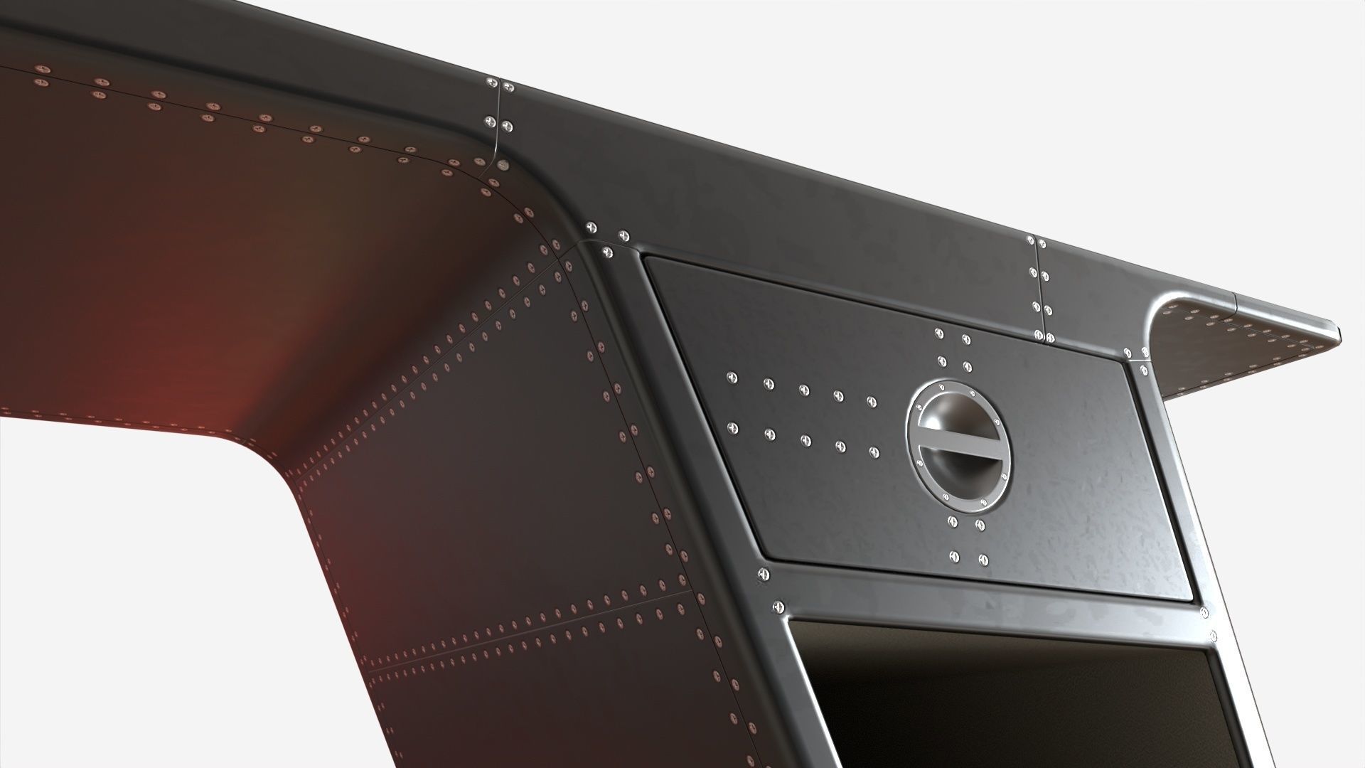 Metal Desk with Drawer 02 3D model_2