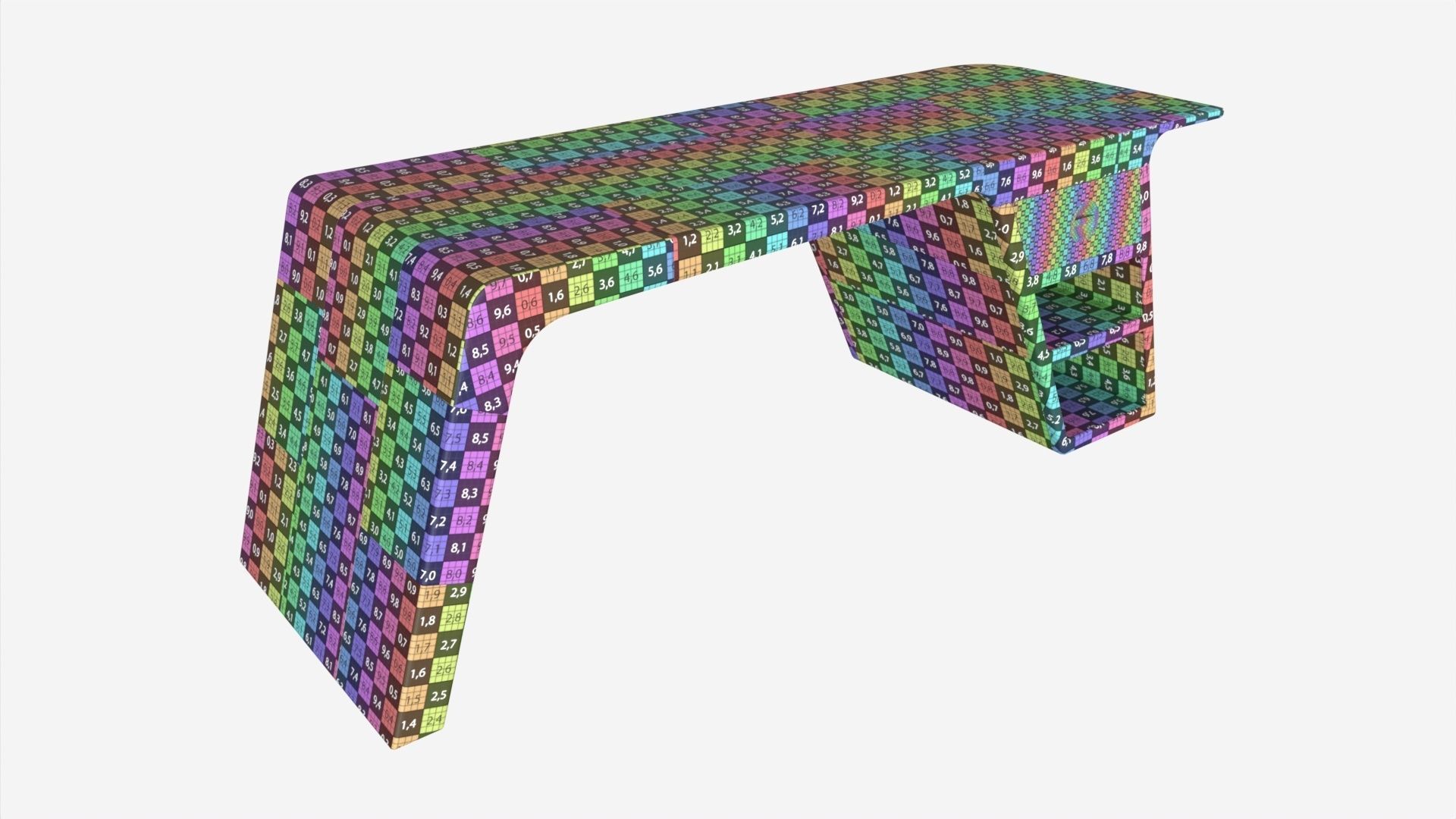 Metal Desk with Drawer 02 3D model_6