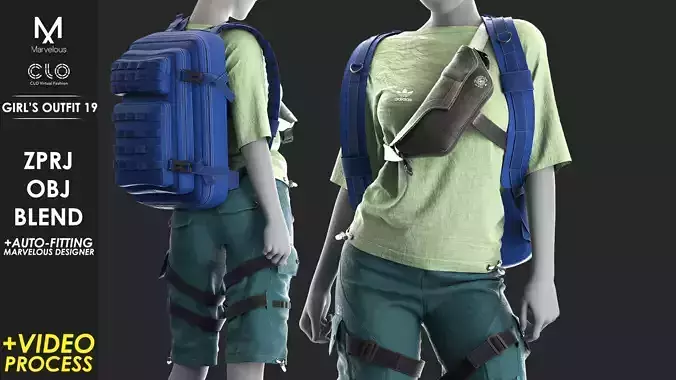 Girls Outfit 19 - Marvelous - CLO Project file - Video Process