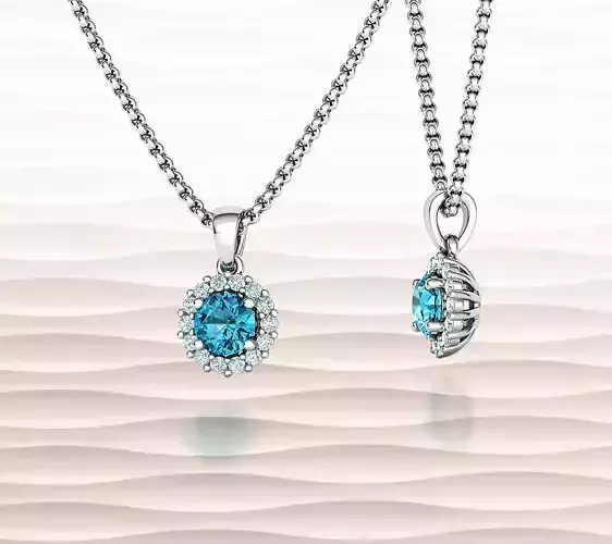 Diana Round Classic Pendant Necklace 35 pointer Stone 3dmodel 3D print model